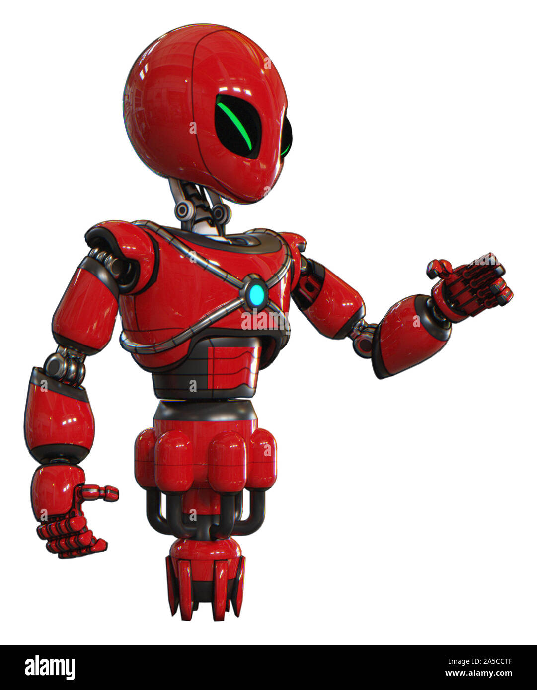 Android contenant des éléments : gris style Alien head, green demon eyes, light blue, exoshielding la poitrine, base de l'énergie de propulsion à réaction. Matériel : Rouge. Situation Banque D'Images