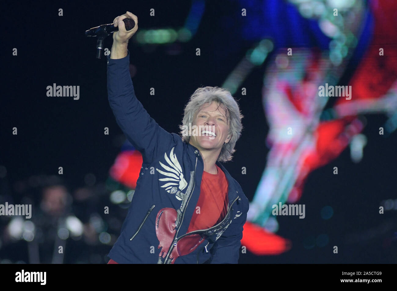 Rio de Janeiro, le 30 septembre 2019. Jon Bon Jovi chanteur du groupe Bon Jovi, durant un spectacle au Rock in Rio en 2019 à Rio de Janeiro Banque D'Images