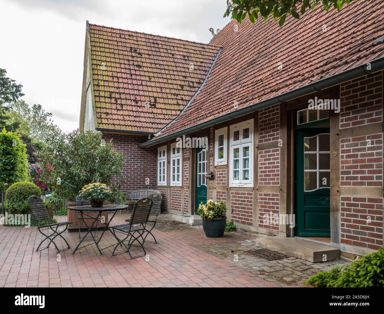 Ferme traditionnelle du centre de jardinage Igel Garten Kultur, Bramsche, Osnabrück-Land, Allemagne Banque D'Images