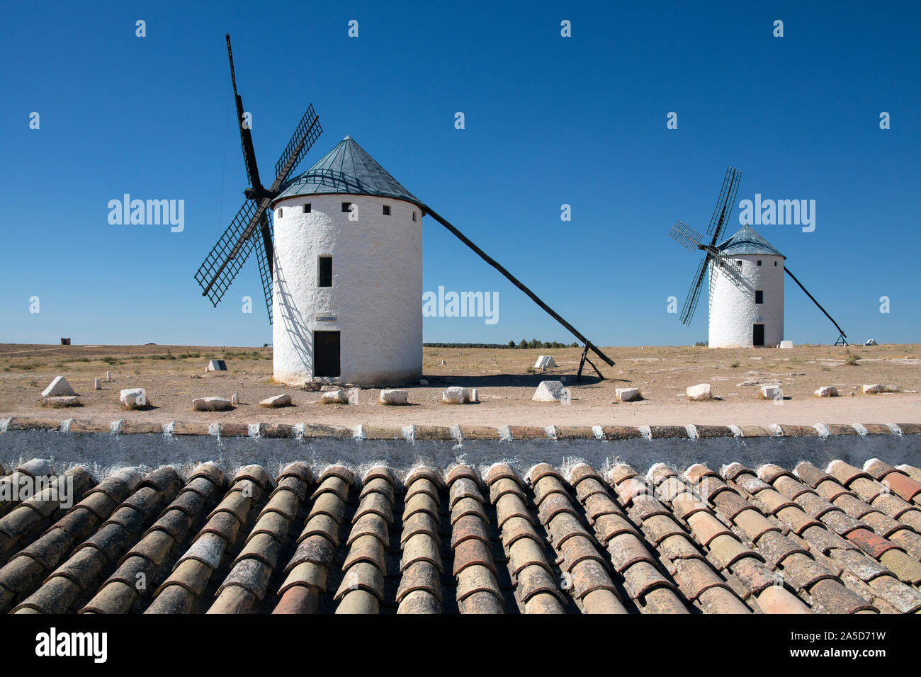 Les moulins à vent à Campo de Criptana dans la région de Castille-La Manche du centre de l'Espagne. Banque D'Images