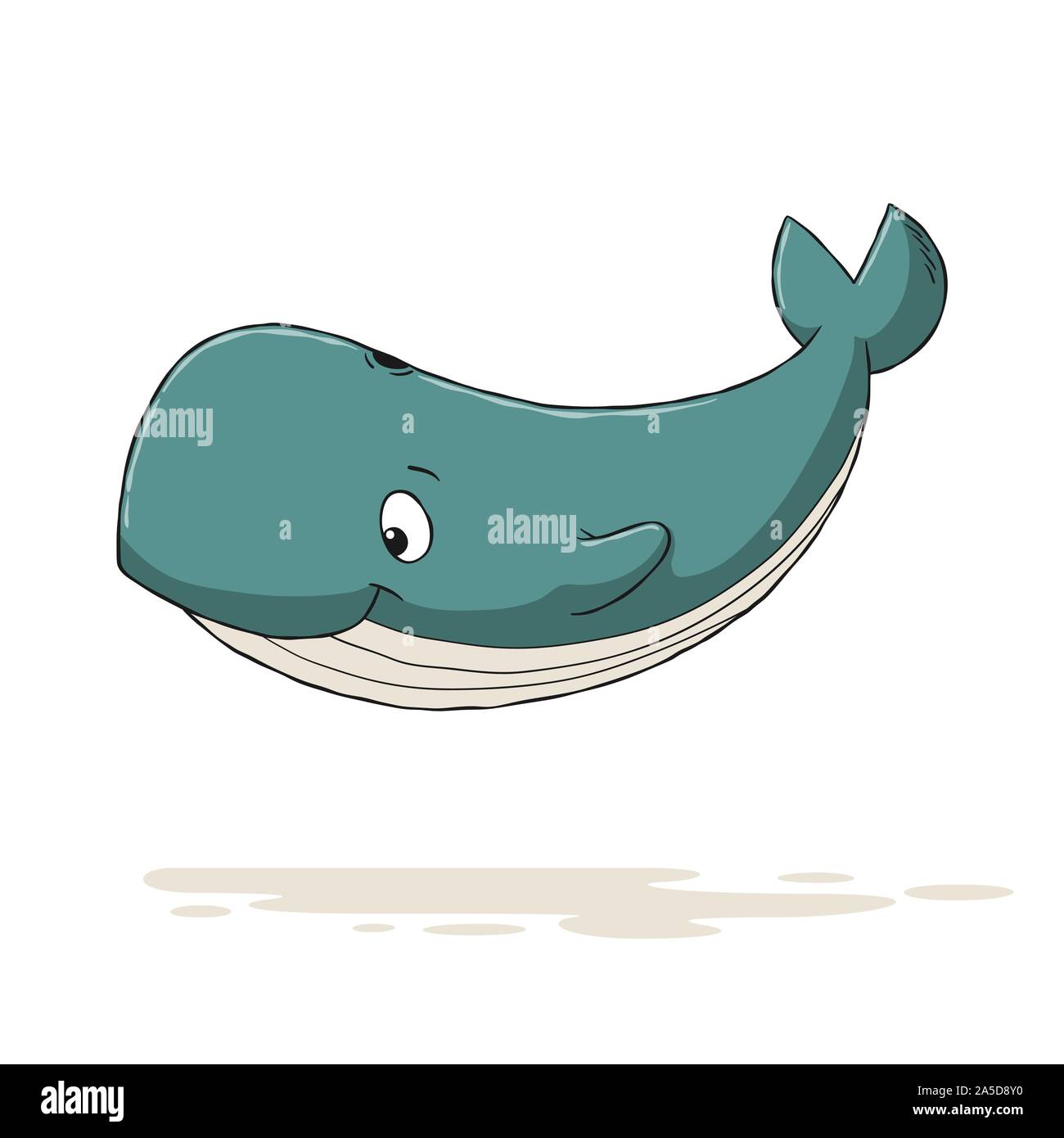 Funny cartoon baleine. Hand drawn vector illustration avec des calques distincts. Illustration de Vecteur