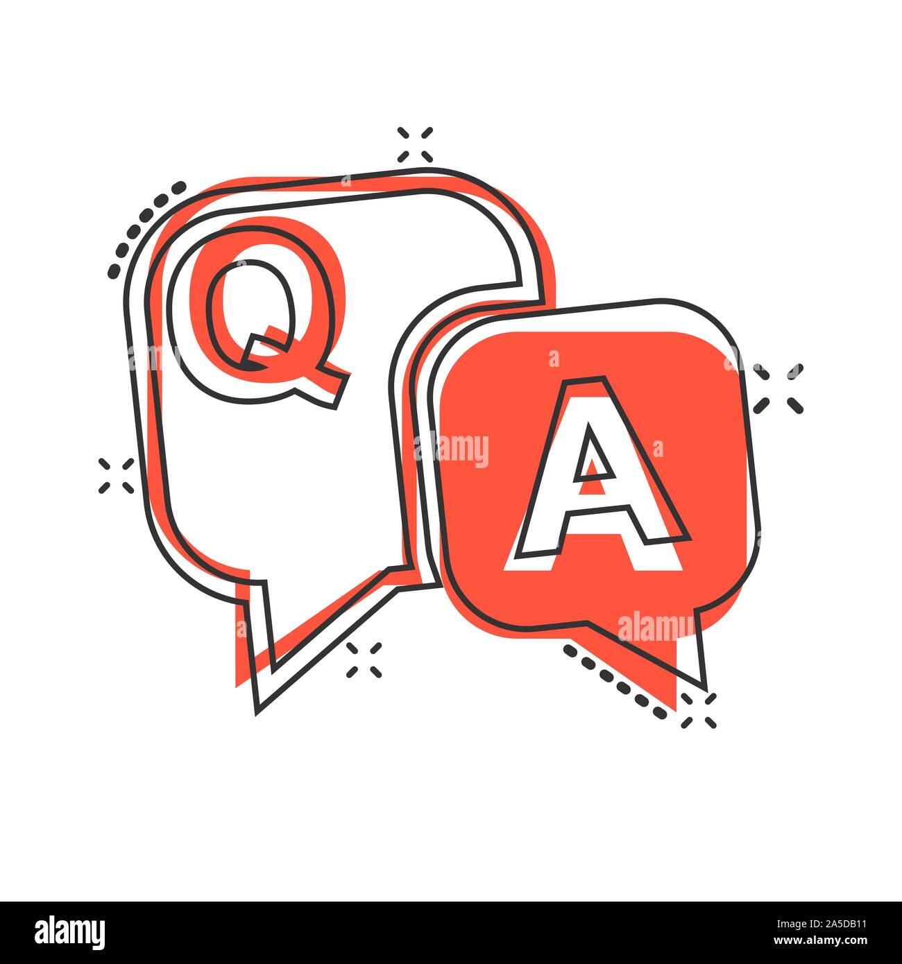L'icône de questions et réponses dans le style comique. Discussion ...
