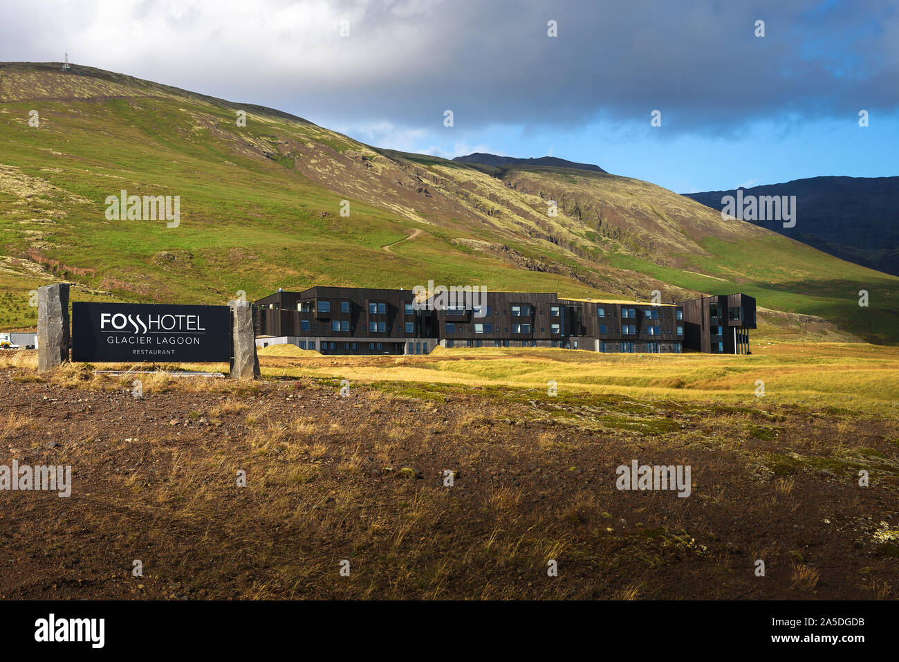 Le Fosshotel Glacier lagon avec un restaurant situé sur la Rocade de l'Islande Banque D'Images