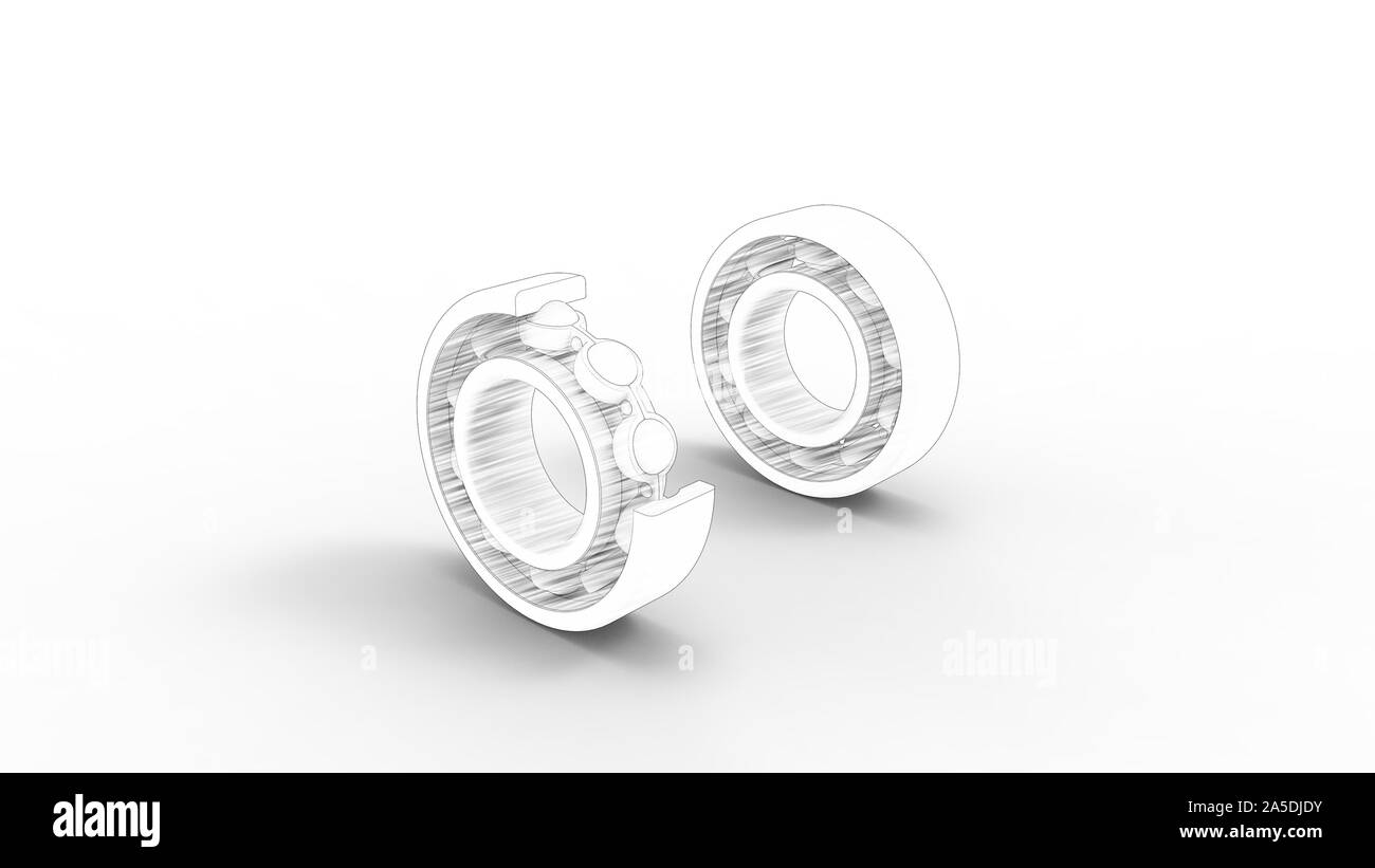 Le rendu 3D d'une boule métallique isolé en fond blanc Banque D'Images