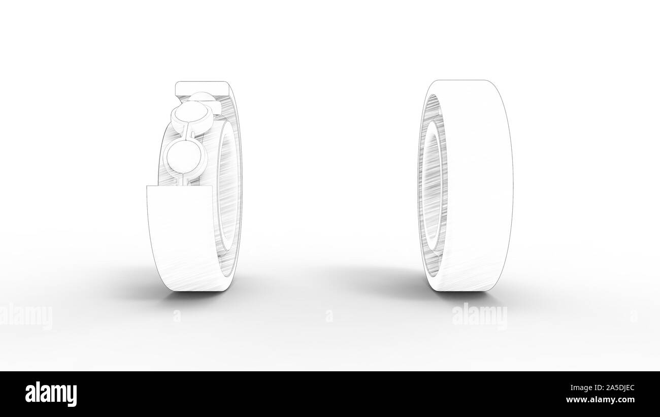 Le rendu 3D d'une boule métallique isolé en fond blanc Banque D'Images