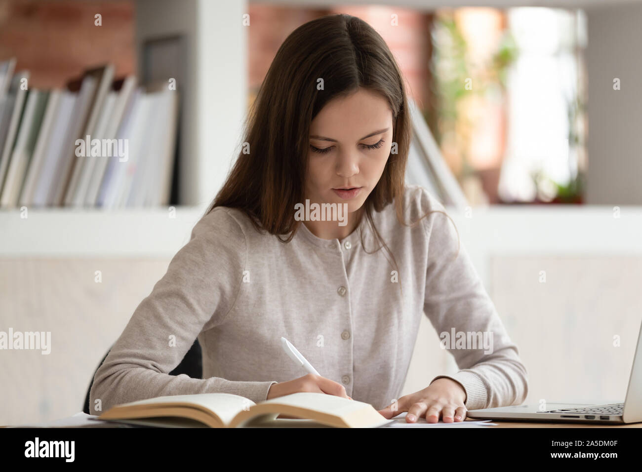 L'accent sur l'apprentissage des étudiants du matériel de préparation à l'examen d'entrée Banque D'Images