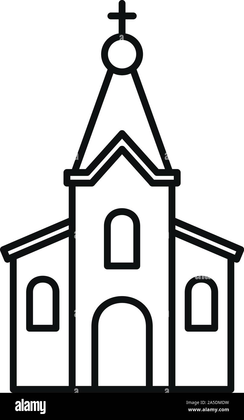 L'icône de l'église en pierre. Église de pierre de l'icône Contour vectoriel pour le web design isolé sur fond blanc Illustration de Vecteur