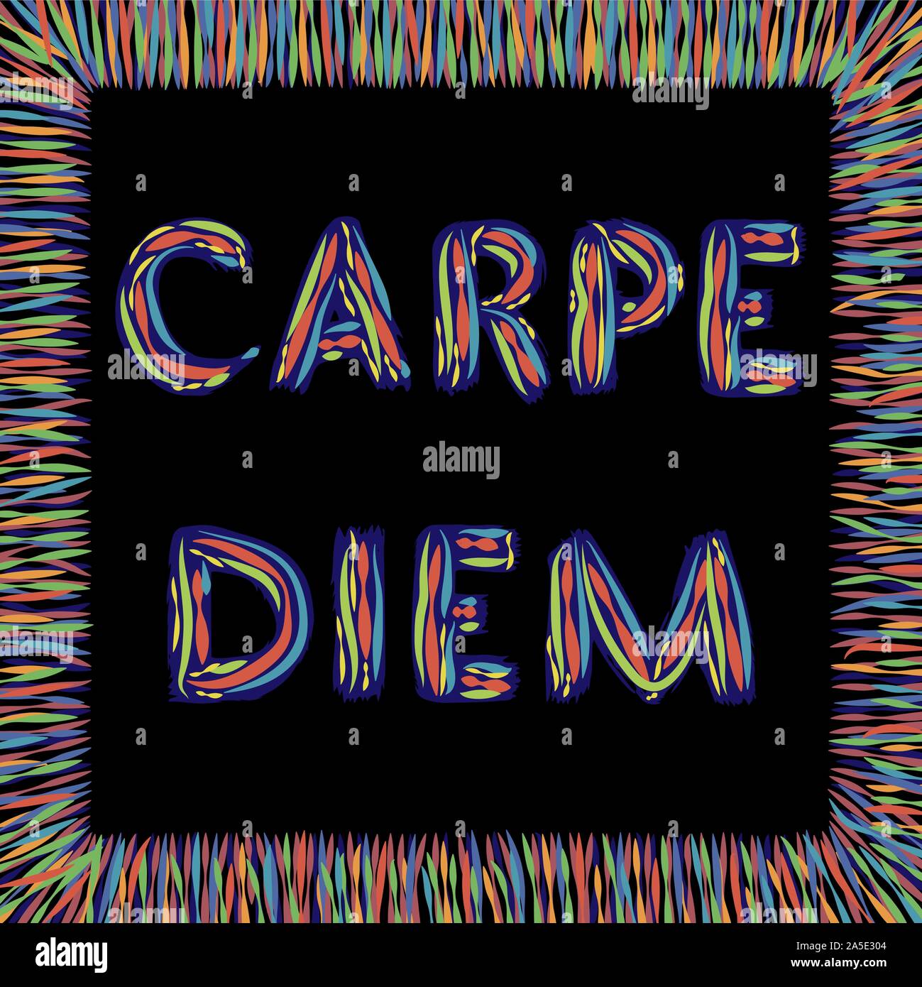 Carpe Diem Expression Latine Signifiant Saisissez L Instant La Devise De L Epicurisme Citation Inspirante Dans Cadre Carre Colore Abstrait Vecteur Image Vectorielle Stock Alamy