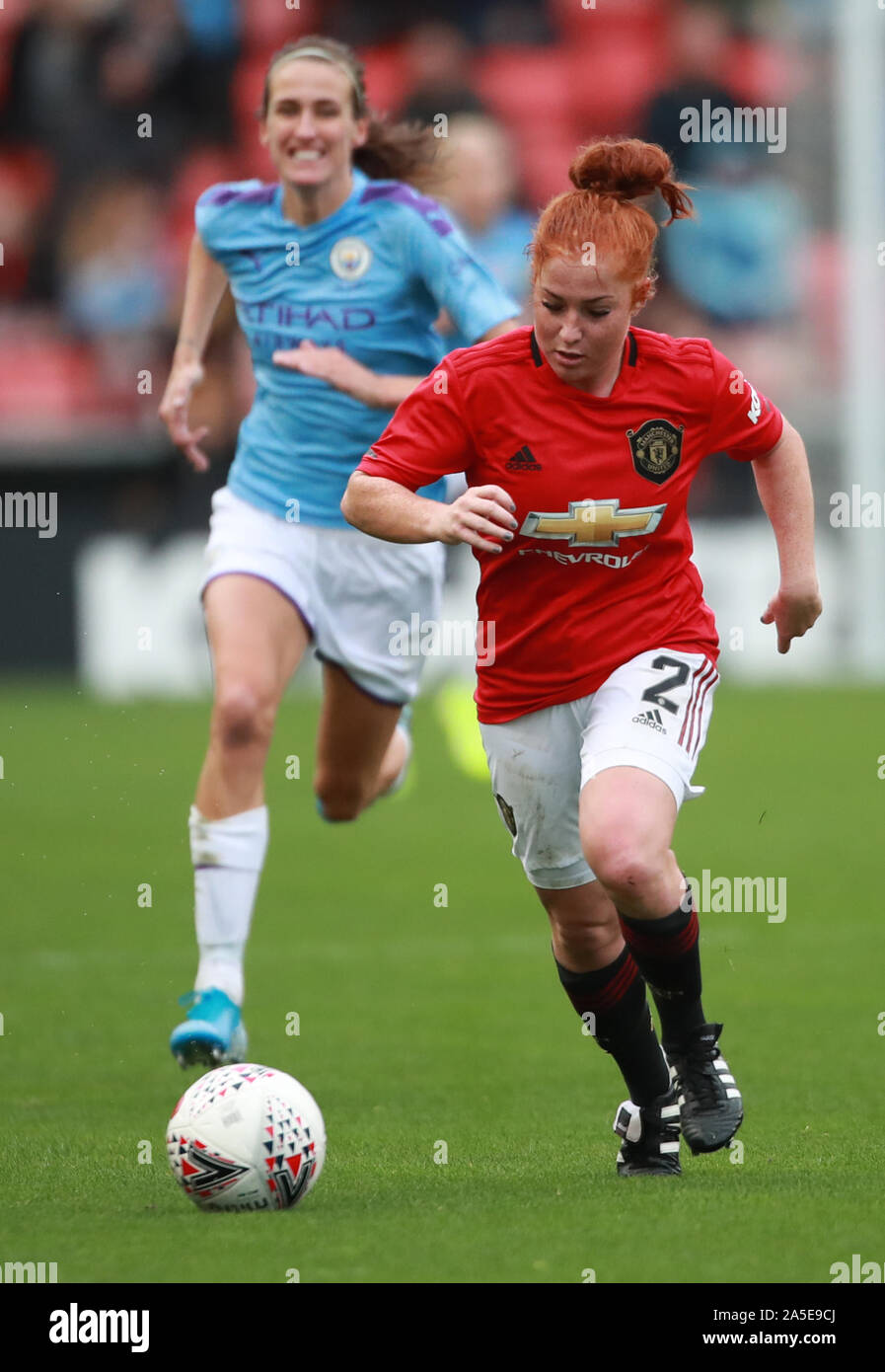 Manchester United, Martha Harris au cours de la Coupe de Ligue continentale des femmes Groupe C match à Leigh Sports Village. Banque D'Images