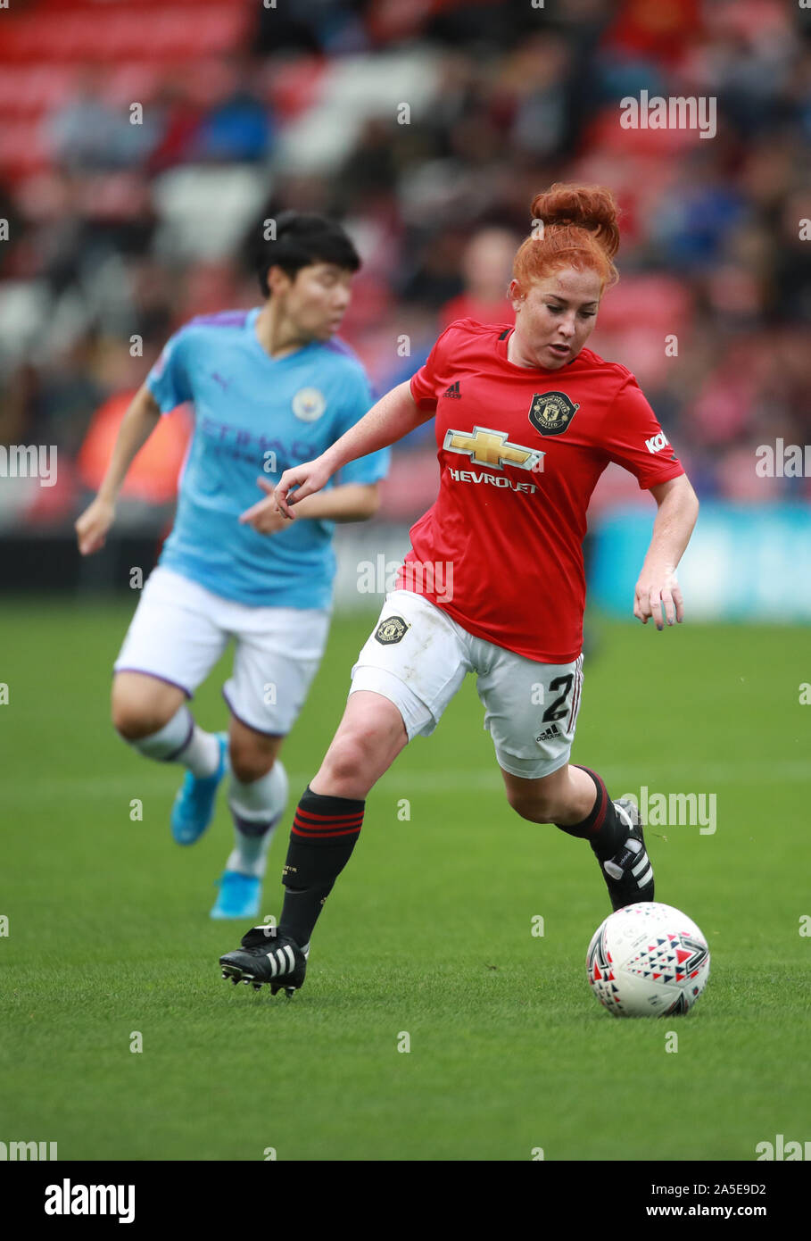 Martha Harris de Manchester United lors du match C de la coupe continentale de la Ligue des femmes au Leigh Sports Village. Banque D'Images