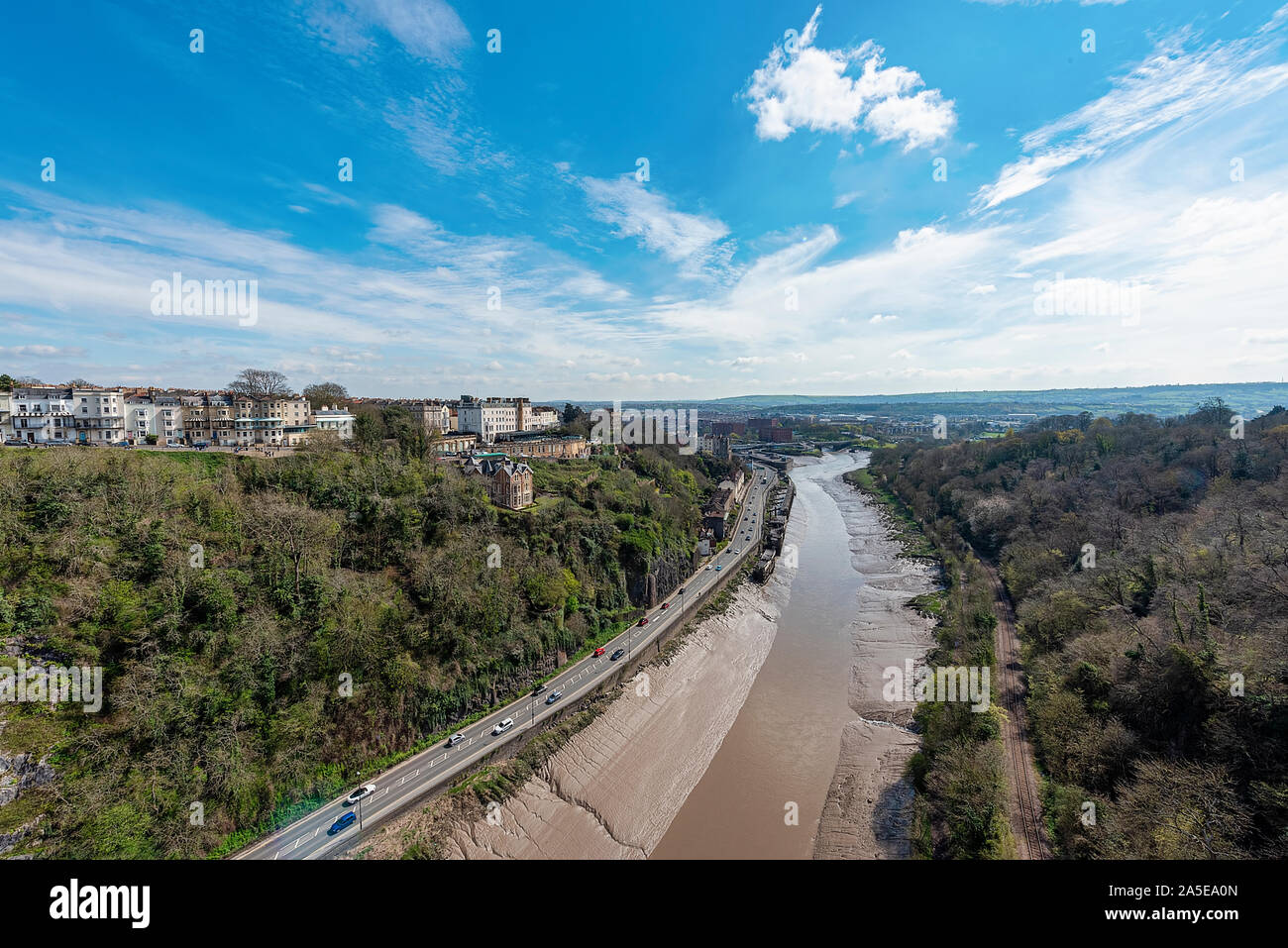 Bristol, Royaume-Uni, avril 2019 - Vue de la rivière Avon et de Bristol Clifton Suspension Bridge Banque D'Images