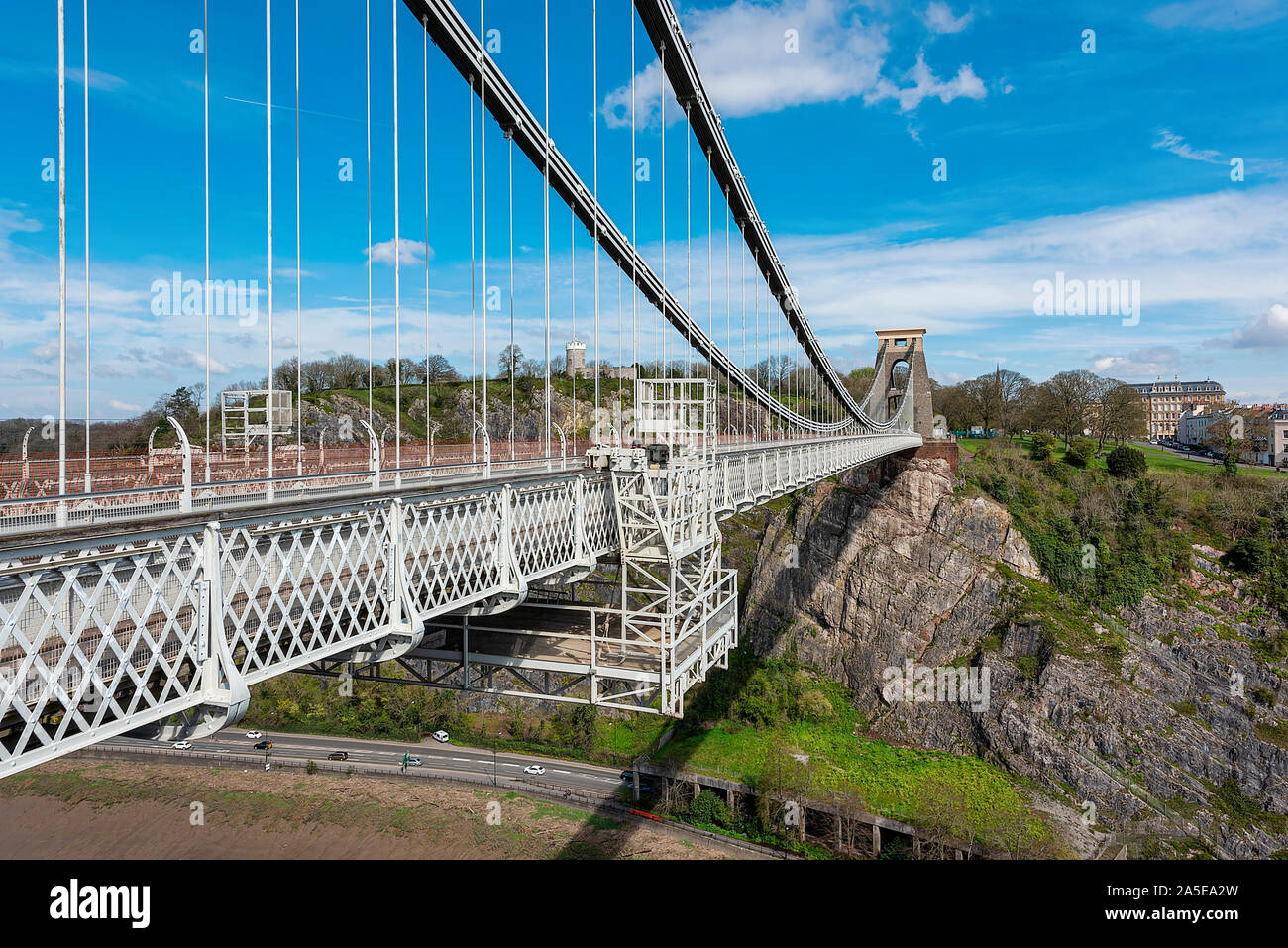 Bristol, Royaume-Uni, avril 2019 - e, vue sur le pont en direction de l'Observatoire à Clifton Banque D'Images