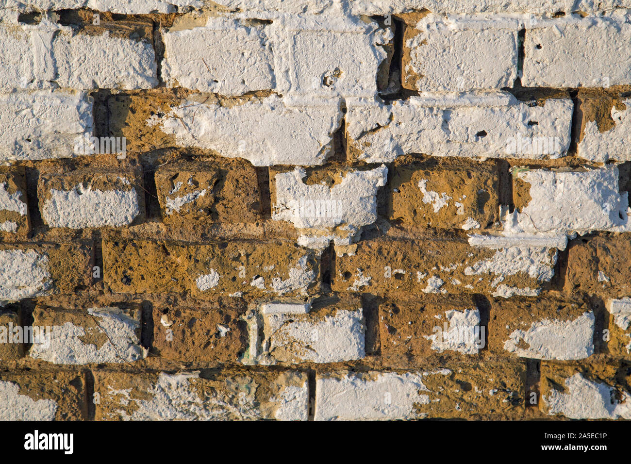 Mur de briques chaulées en détresse texture background paysage shot Banque D'Images