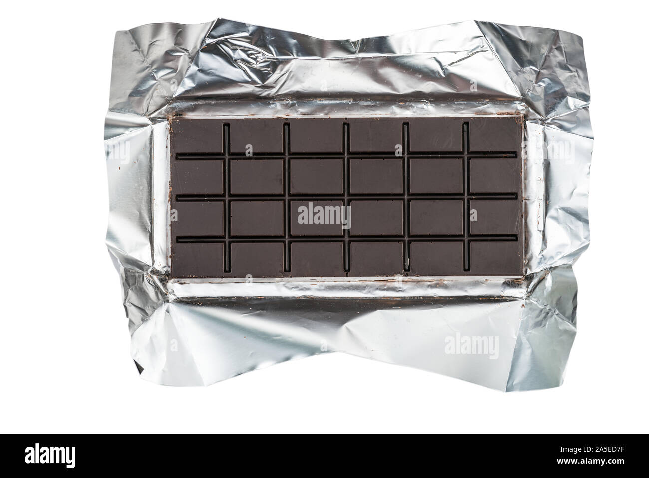 Vue supérieure de la barre de chocolat au fleuret isolated on white with clipping path Banque D'Images