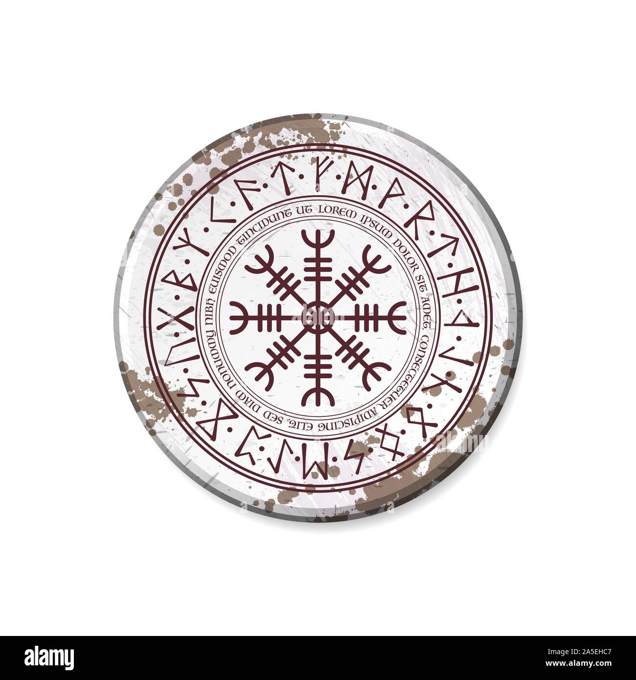 Grunge cercle blanc bord cadre avec symbole isolé sur fond blanc Illustration de Vecteur