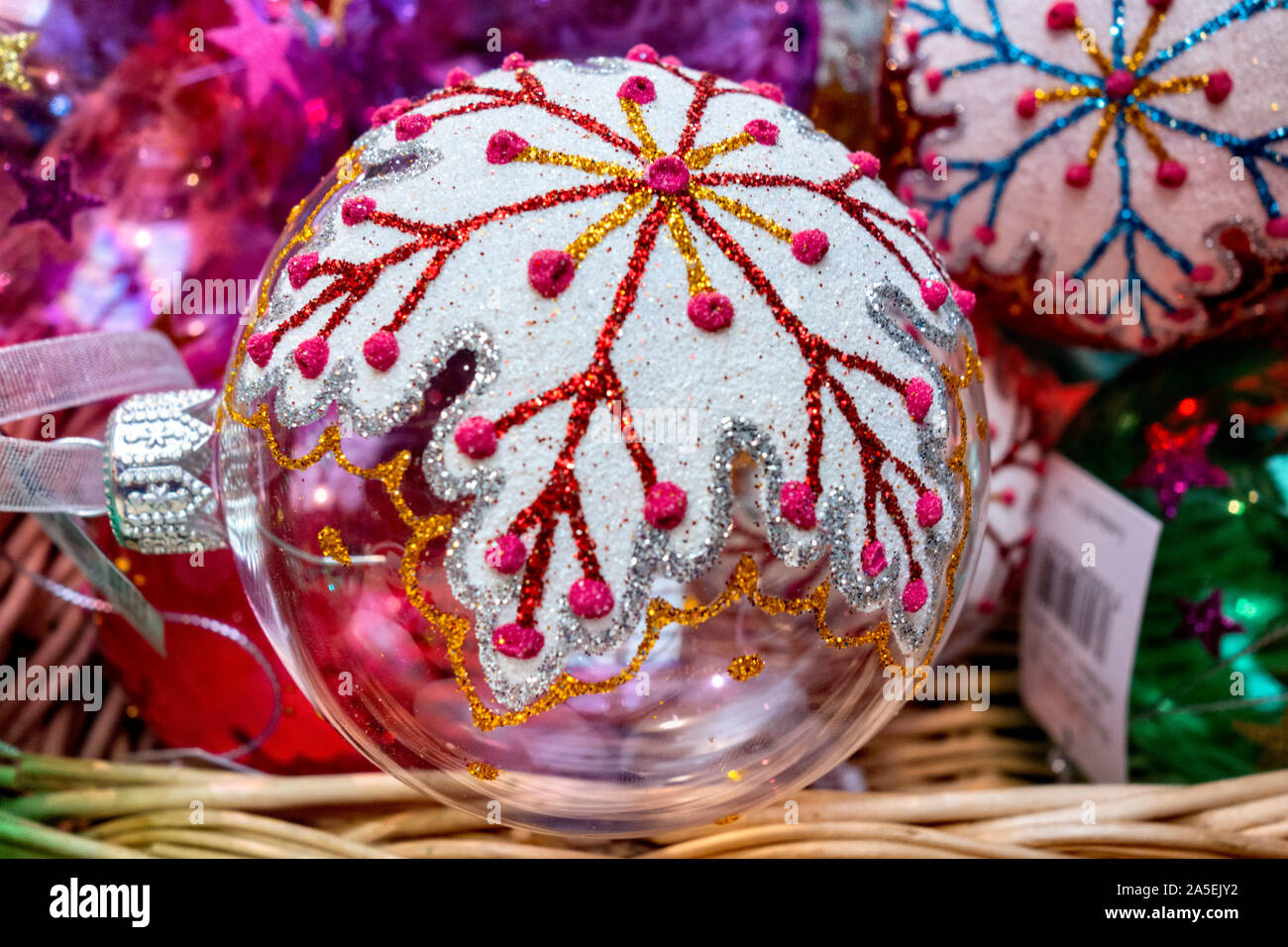Fermer en rouge et rose de Noël Banque D'Images