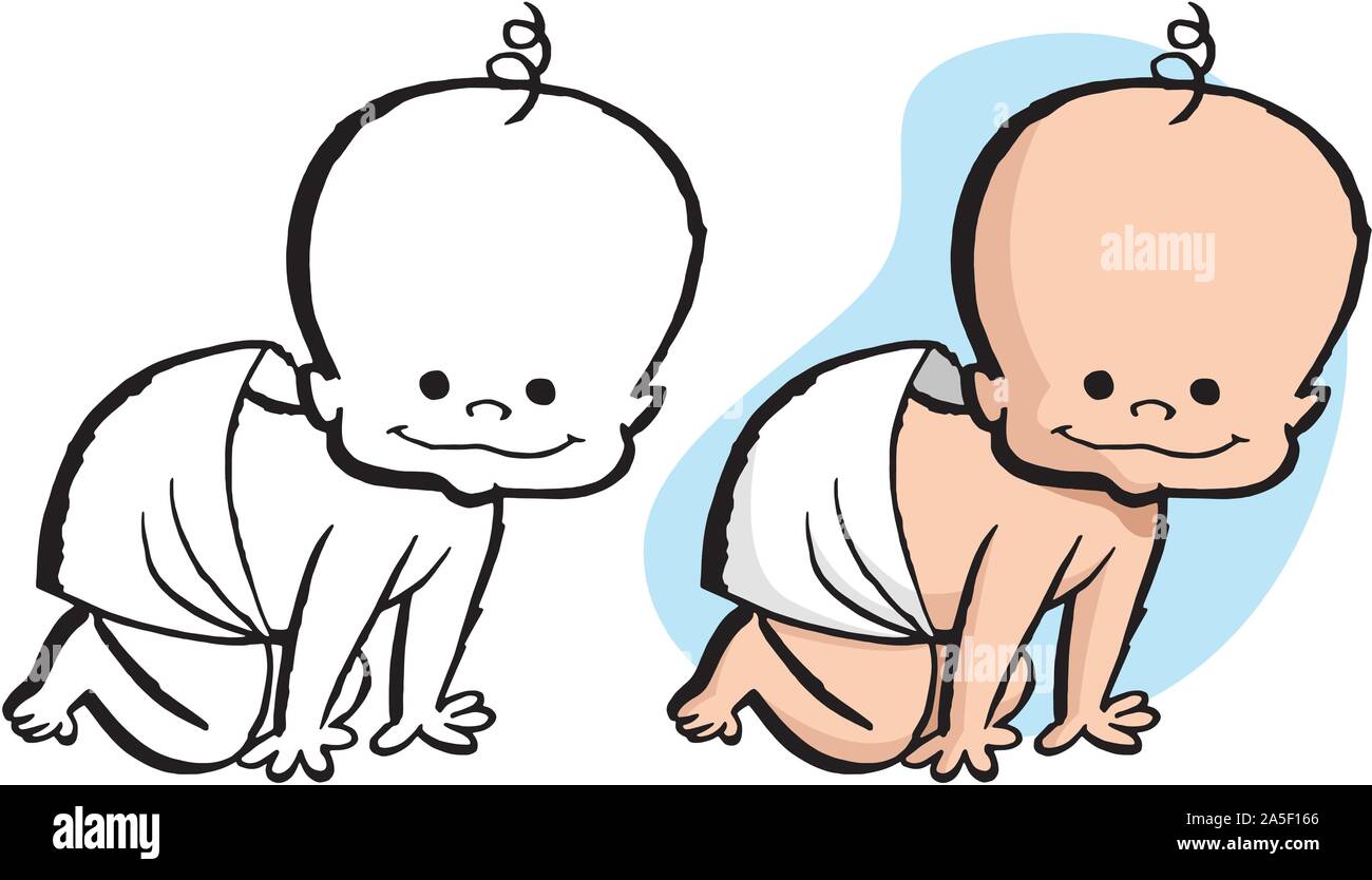 Un cute cartoon d'un nouveau-né. Illustration de Vecteur
