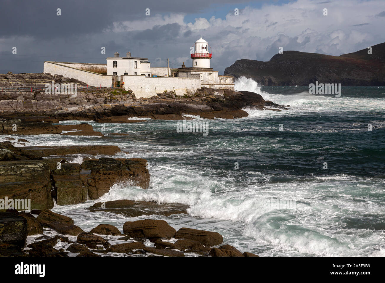 Valentia Island Lighthouse, comté de Kerry, Irlande Banque D'Images