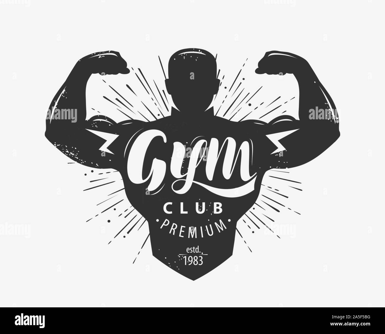 Logo ou emblème du club de gym. Concept sport. Illustration du vecteur de lettrage Illustration de Vecteur