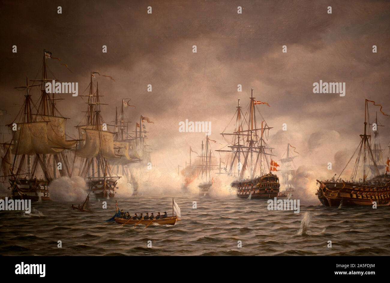 Peinture de bataille navale au Musée Maritime à Hambourg, Allemagne Banque D'Images