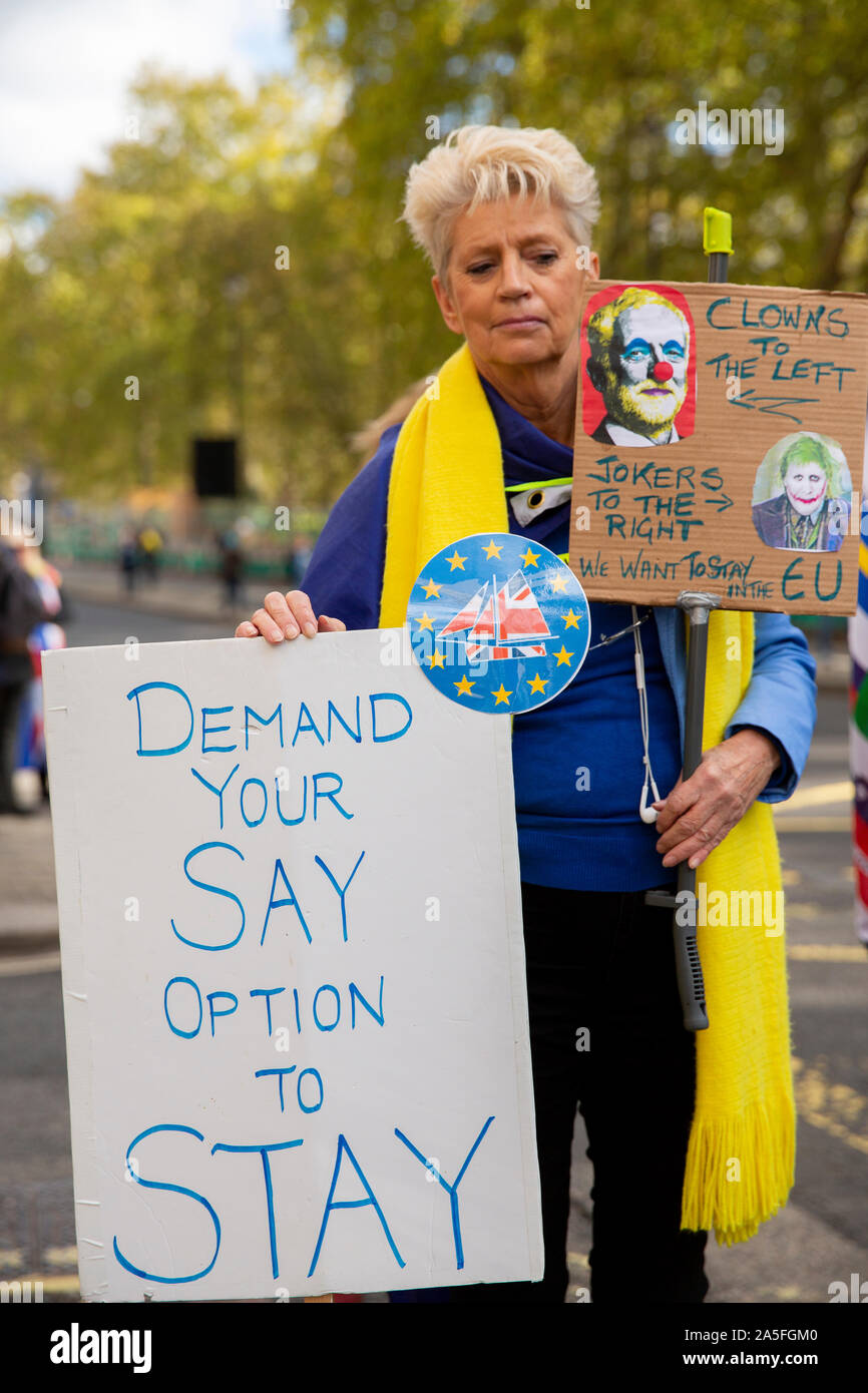 Londres, Angleterre, 19 octobre 2019 ; vote du peuple Manifestation demandant un deuxième référendum sur Brexit. Banque D'Images