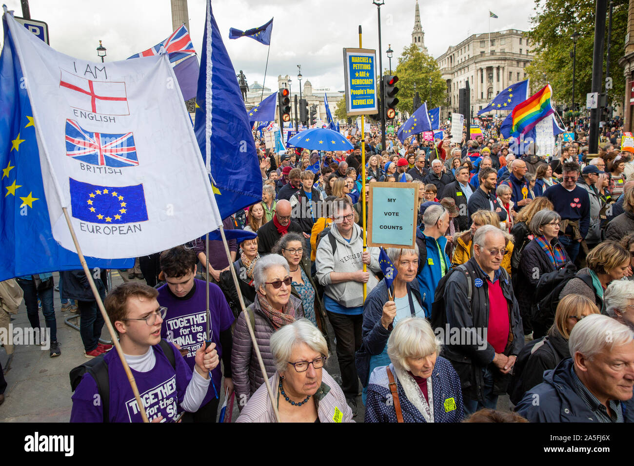 Londres, Angleterre, 19 octobre 2019 ; vote du peuple Manifestation demandant un deuxième référendum sur Brexit. Banque D'Images