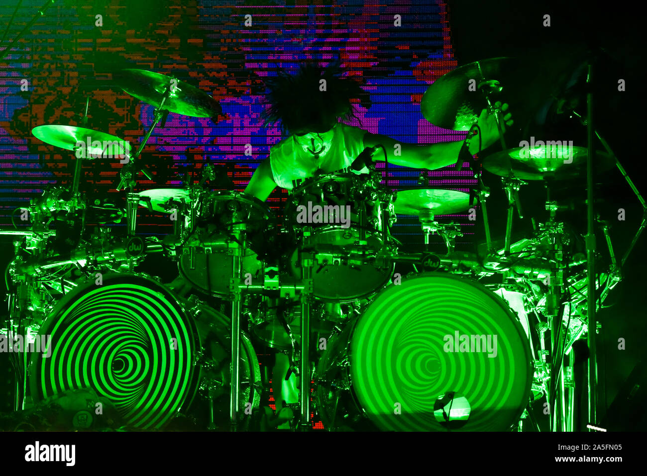 Las Vegas, Nevada, USA. 19 octobre, 2019. Batteur de Rob Zombie sur scène lors de la troisième édition annuelle de Las Stique heavy metal music festival tenu à la Centre-ville de Las Vegas Events Center. Crédit de photo : Ken Howard Crédit Images : Ken Howard/Alamy Live News Banque D'Images