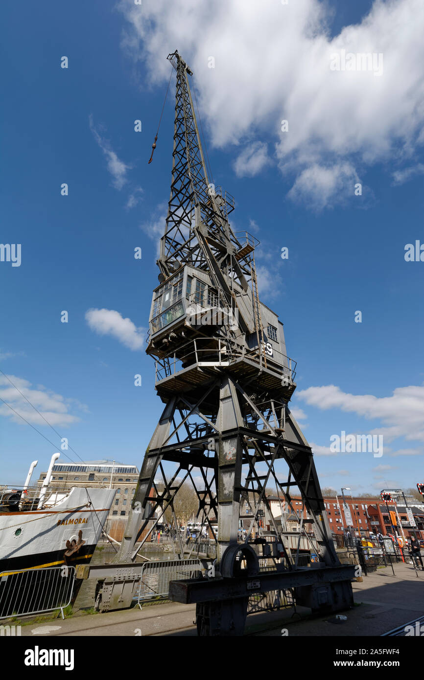 Stothert & Pitt 3 tonnes grue dock Princes Wharf, quais de Bristol, Royaume-Uni Banque D'Images
