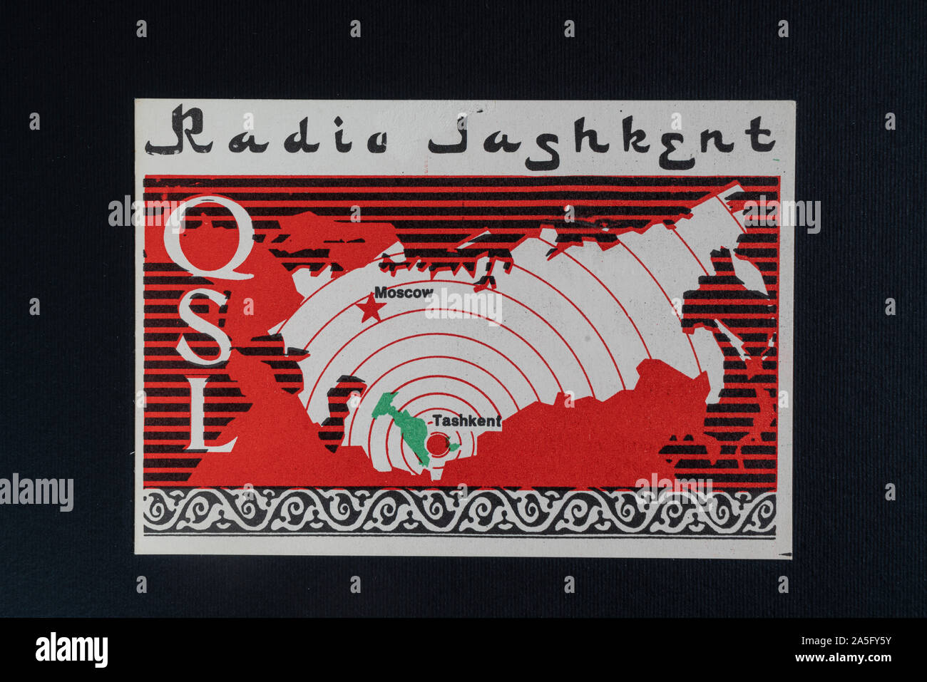 Une carte QSL de Radio station de Tachkent de l'ex-URSS Banque D'Images