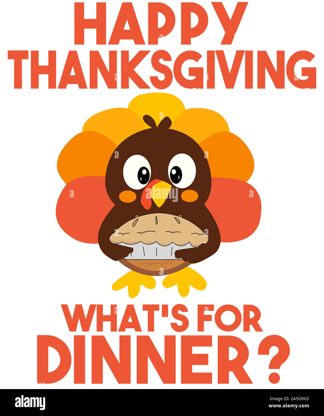 Un dessin naïf Turquie arrive pour le dîner de Thanksgiving avec un diagramme circulaire Banque D'Images