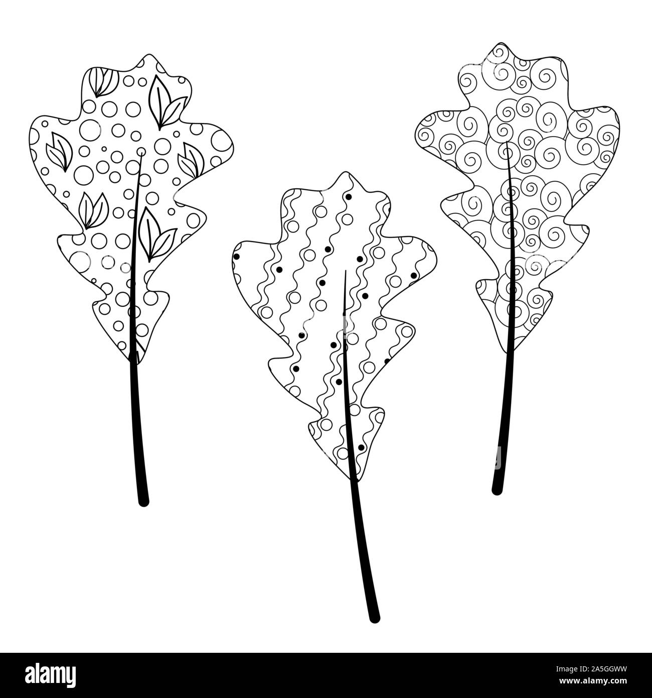 Zentangle pour feuille d'automne coloriage antistress adultes sur un fond blanc. Art Zen vector illustration. Illustration de Vecteur