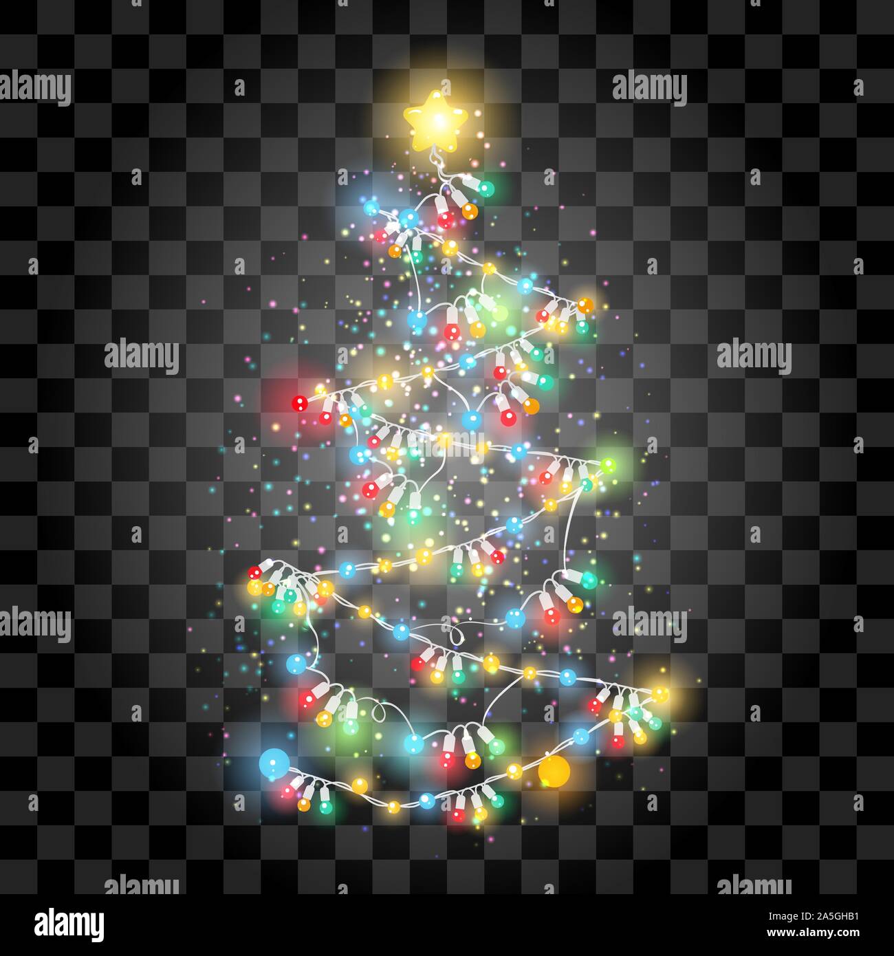 Arbre de Noël guirlande d'éclairage Illustration de Vecteur