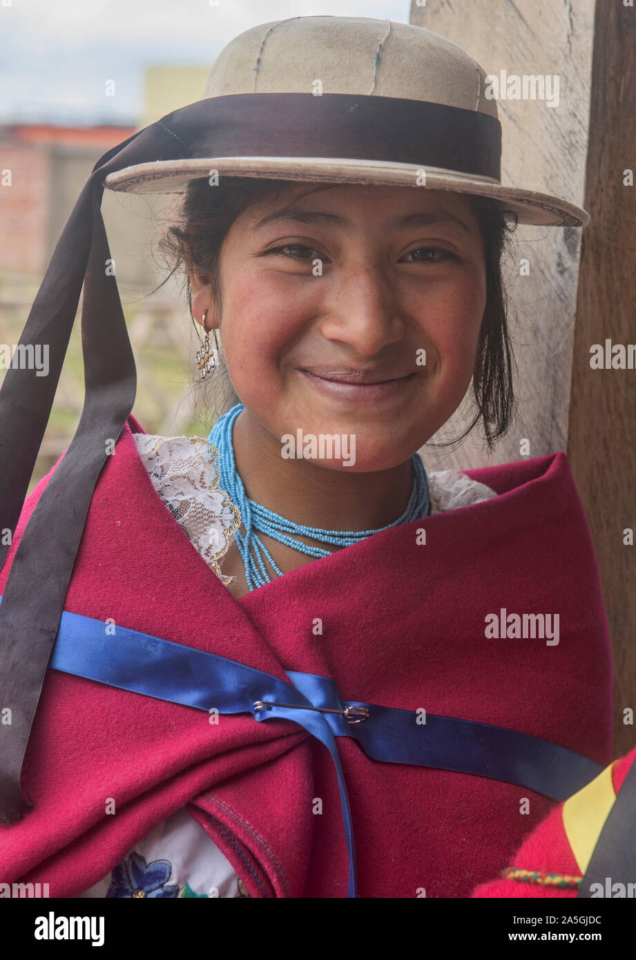 Portrait d'une jeune fille, la Highland indigène Moya, Equateur Banque D'Images