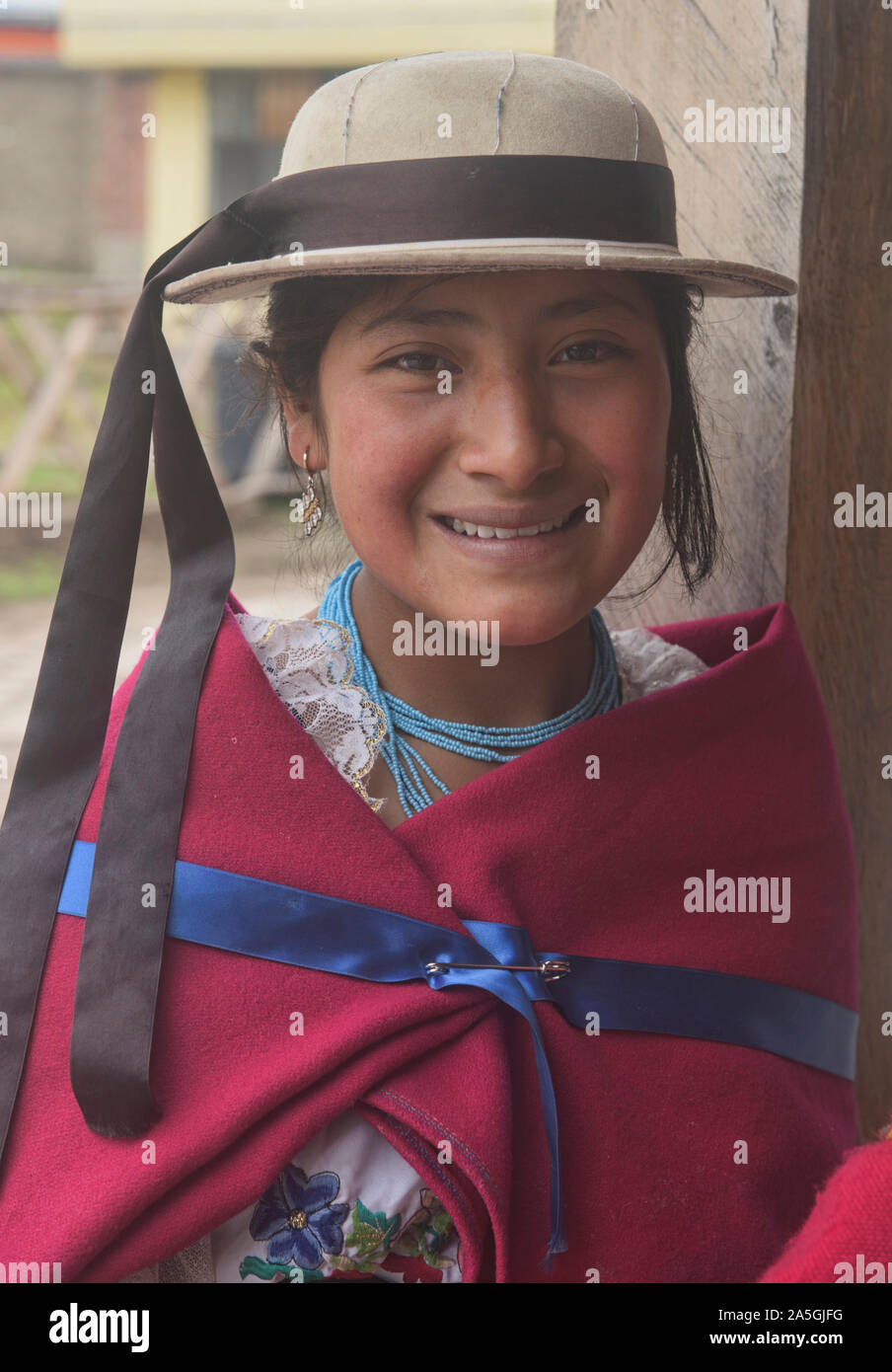 Portrait d'une jeune fille, la Highland indigène Moya, Equateur Banque D'Images