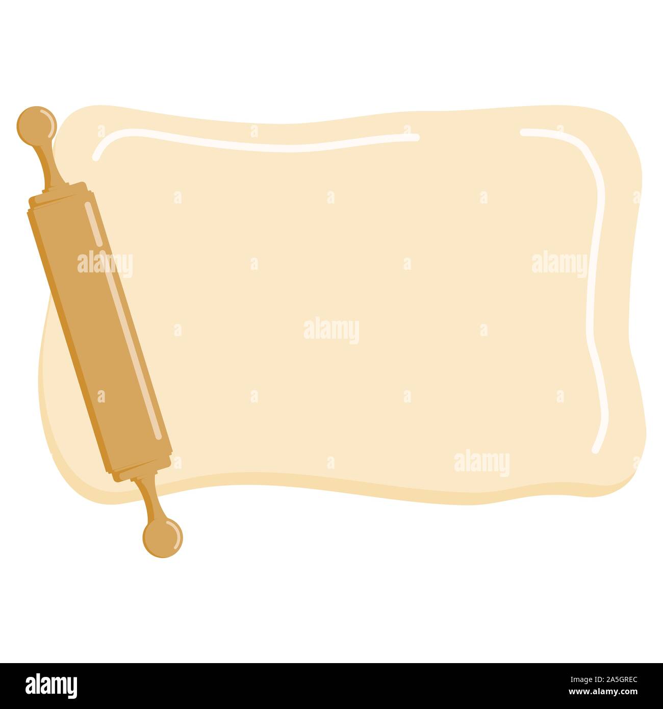 Rouleau à pâtisserie en bois et pâte roulée design plat icône cartoon style isolé sur fond blanc. Illustration de Vecteur