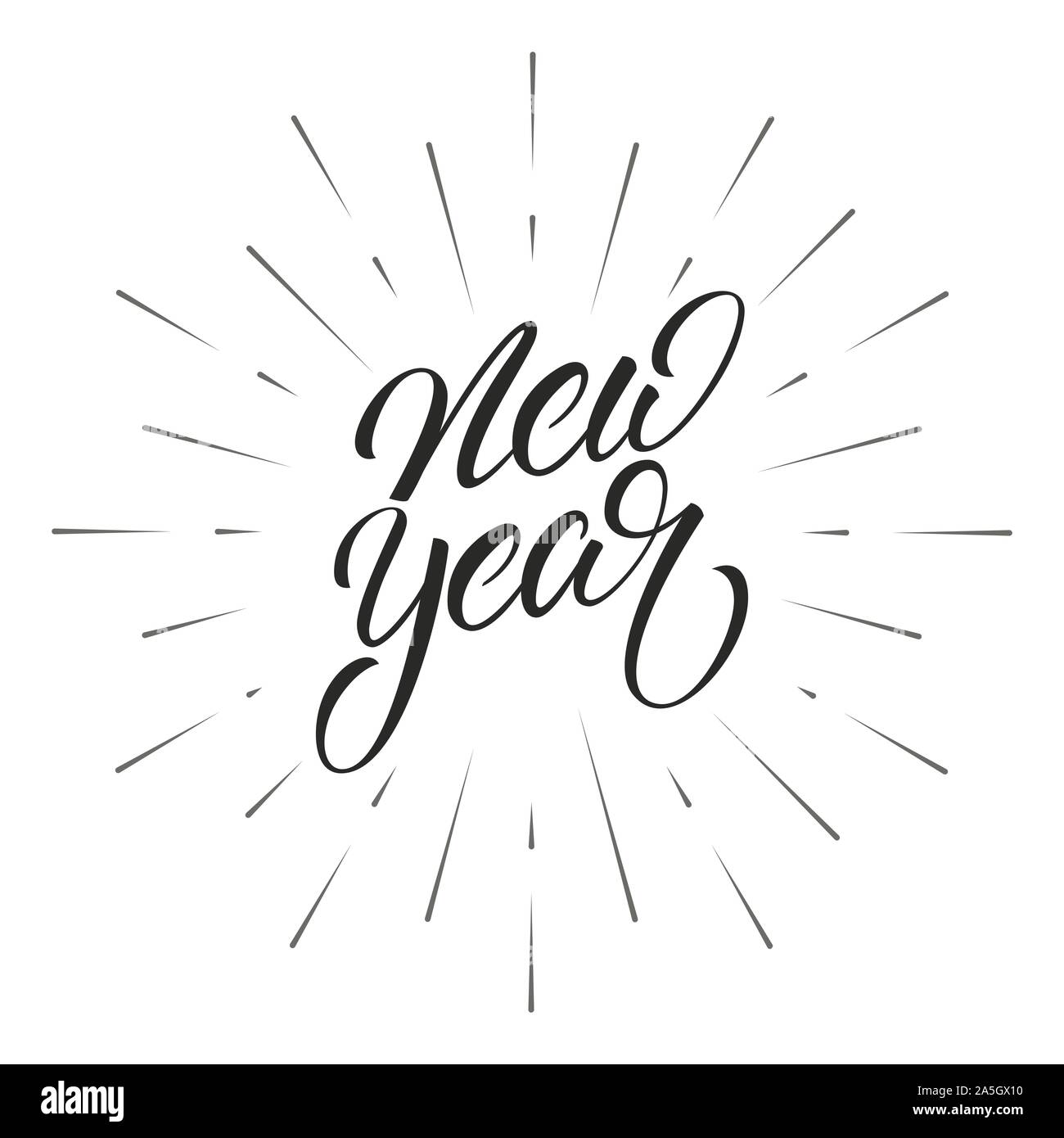 Nouvelle Année label lettrage. Calligraphie de lettrage pour Nouvel An fête Illustration de Vecteur