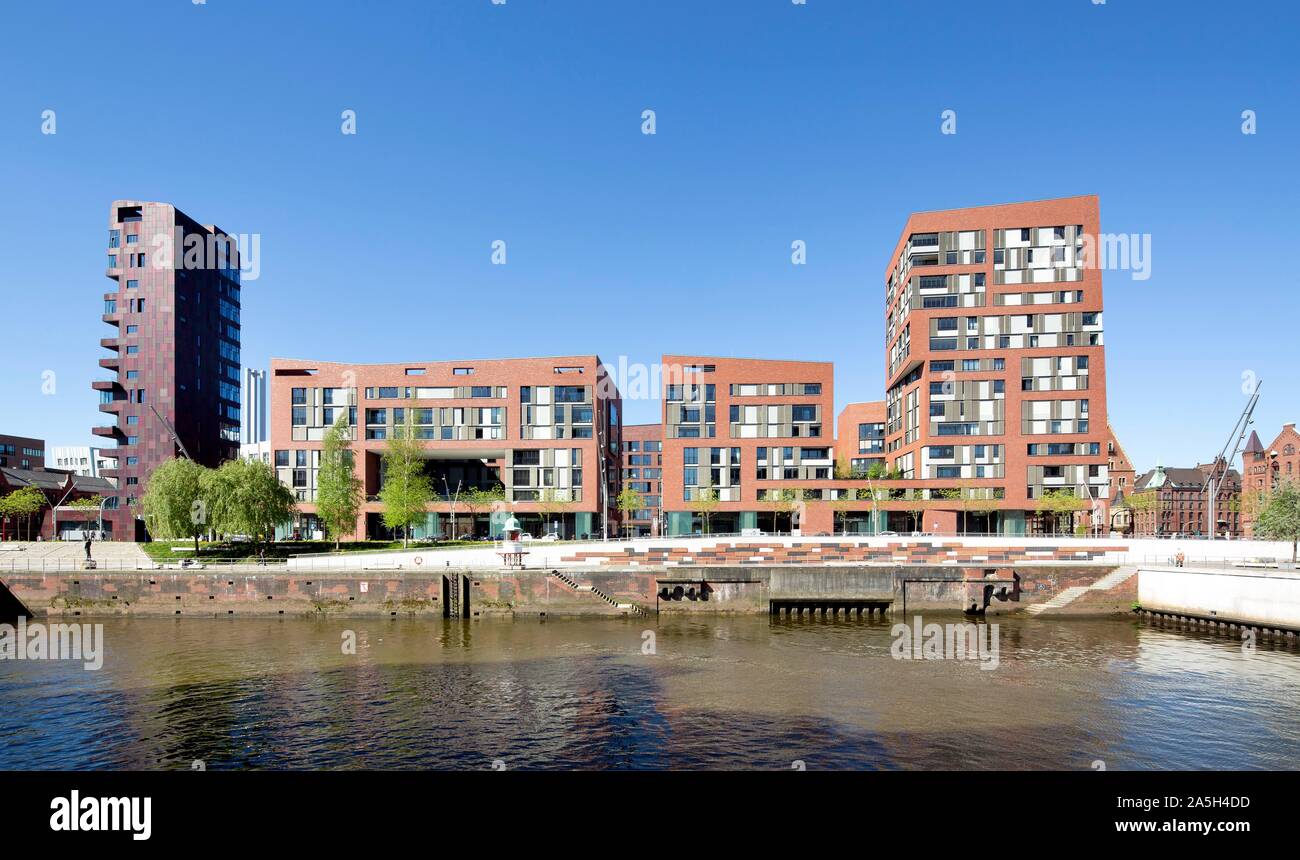 La construction résidentielle et commerciale, Arabica Uberseequartier, Hafencity, Hambourg, Allemagne Banque D'Images