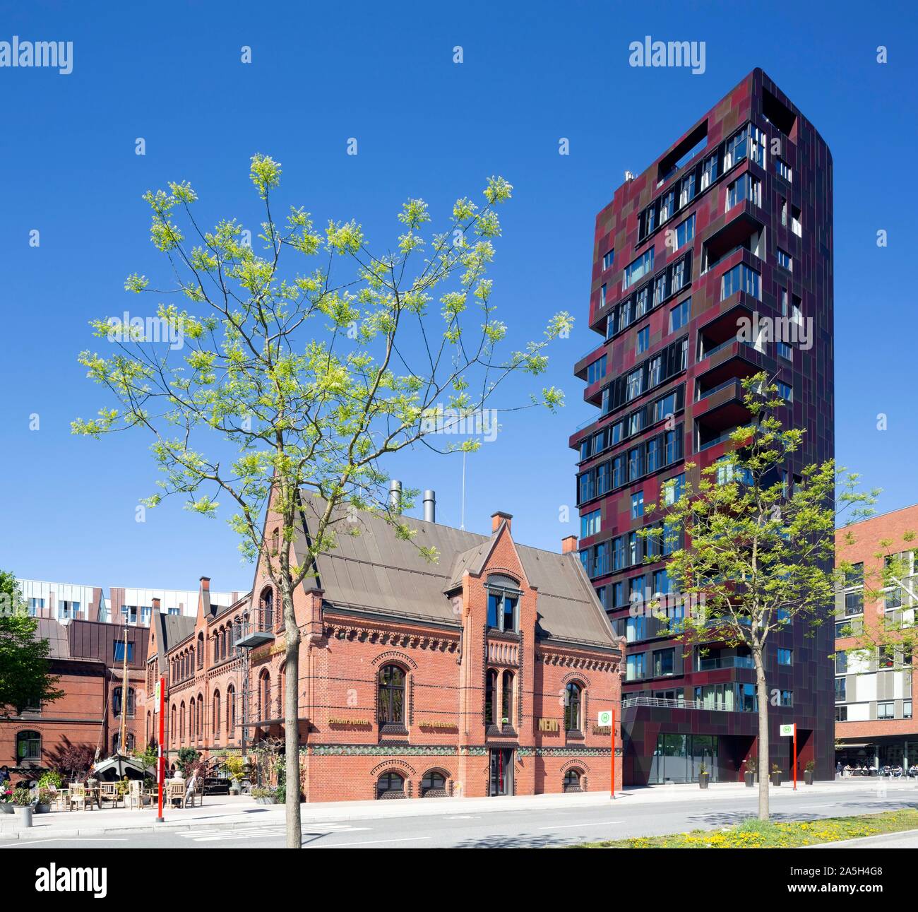 Tour d'habitation de la Cannelle Tower, Uberseequartier, Hafencity, Hambourg, Allemagne Banque D'Images