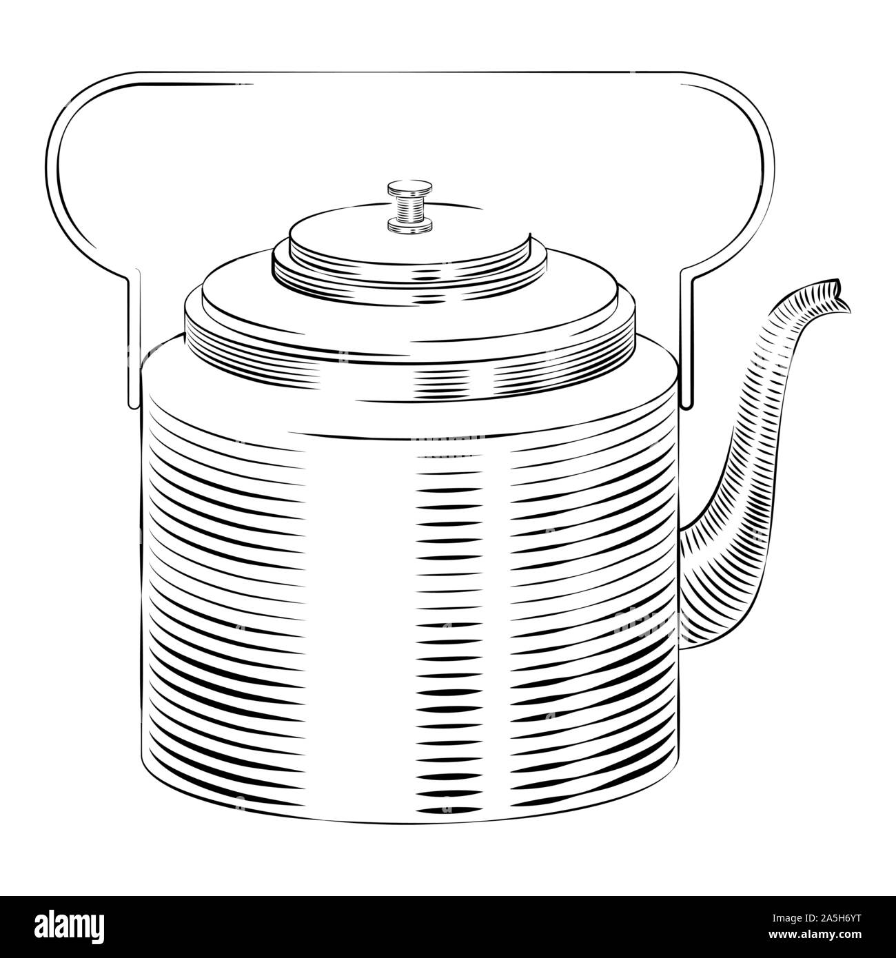 Jour International du thé. Concept de l'agriculture. Théière rétro cuivre Illustration de Vecteur