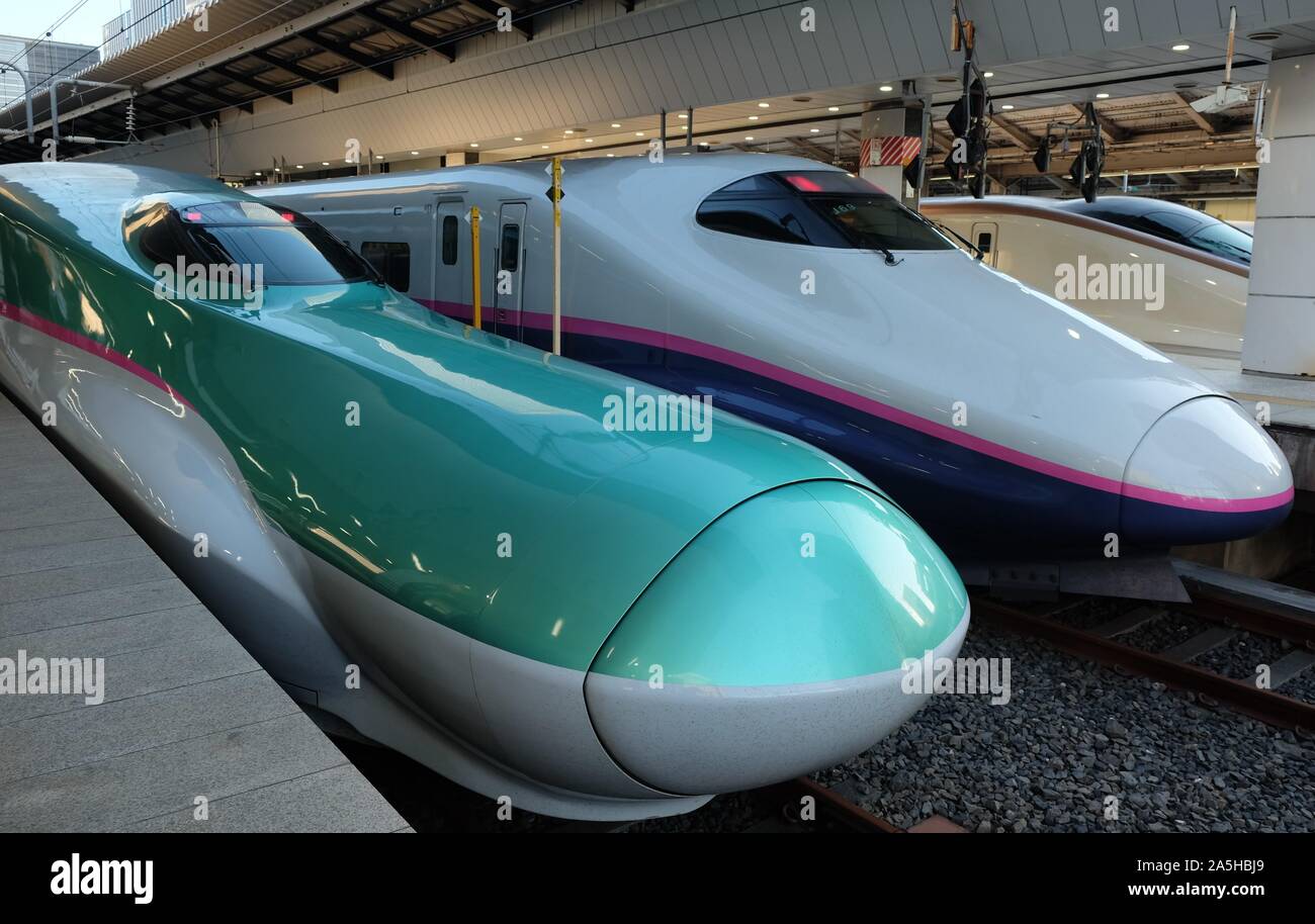 Tokyo, Japon - 1 janvier 2018 : les trains à grande vitesse Shinkansen (Bullet train) stationné à la gare de Tokyo à Tokyo. Banque D'Images