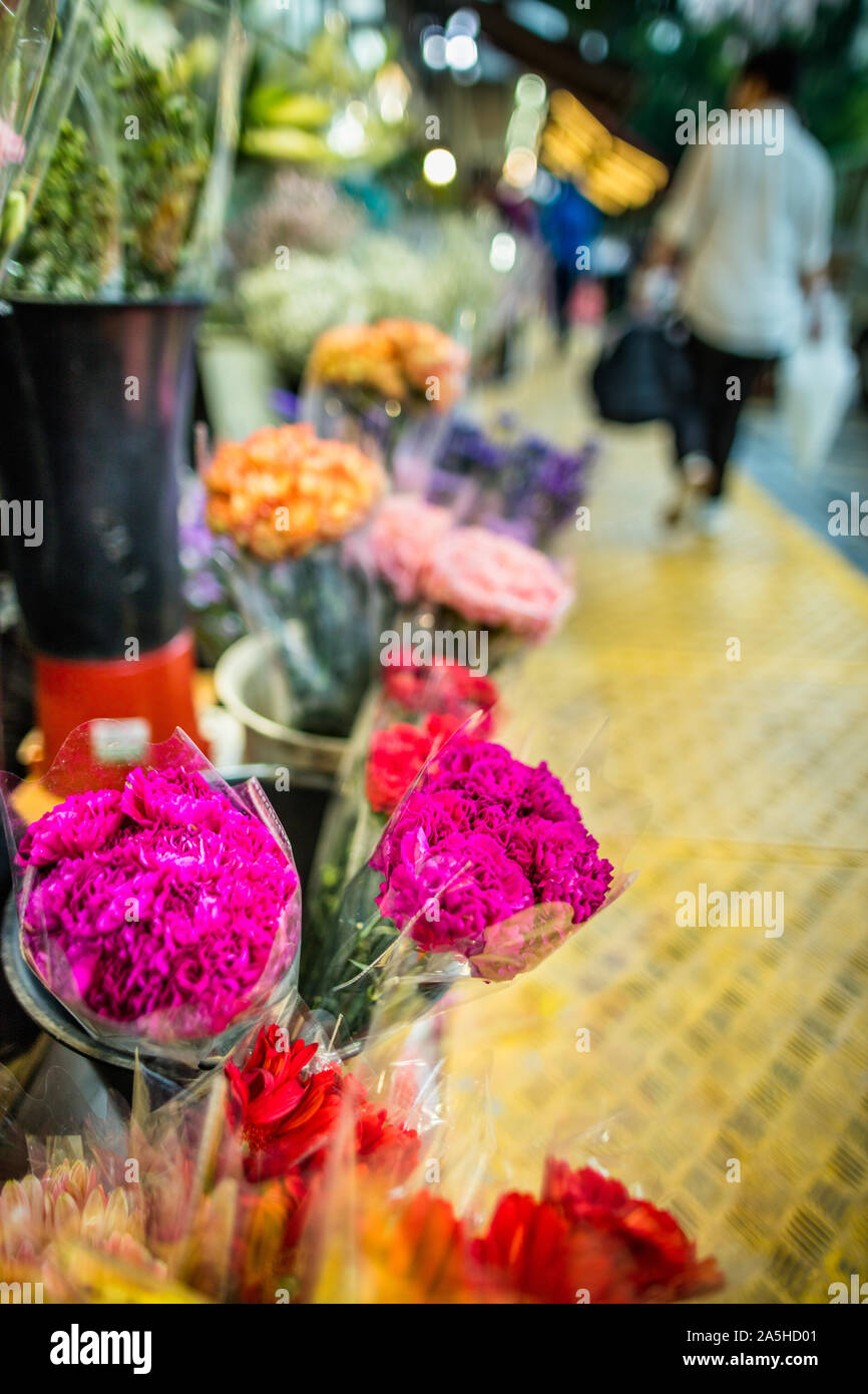 Marché aux fleurs dans le district de Mong Kok, Hong Kong Banque D'Images