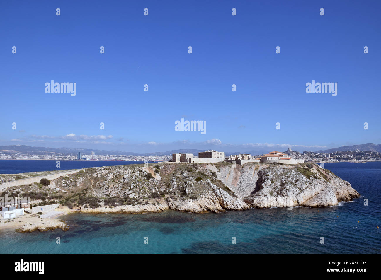 Hôpital Caroline, l'Île Ratonneau, archipel du Frioul, près de Marseille, France Oct 2019. Utilisé dans la quarantaine (19 pour les voyageurs, en cours de restauration. Banque D'Images