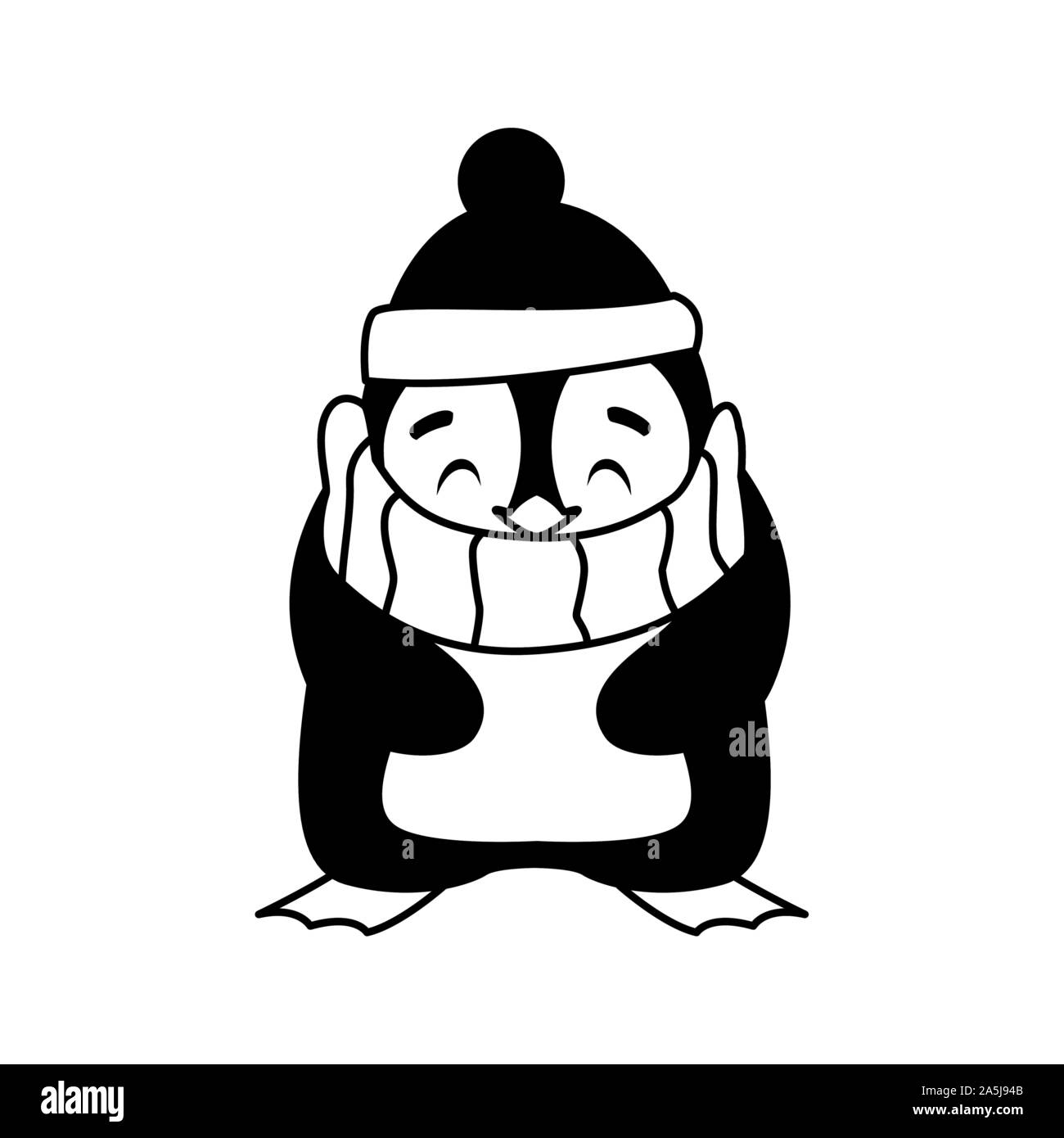 Pingouin avec bonnet et écharpe avec fond blanc vector illustration design  Image Vectorielle Stock - Alamy