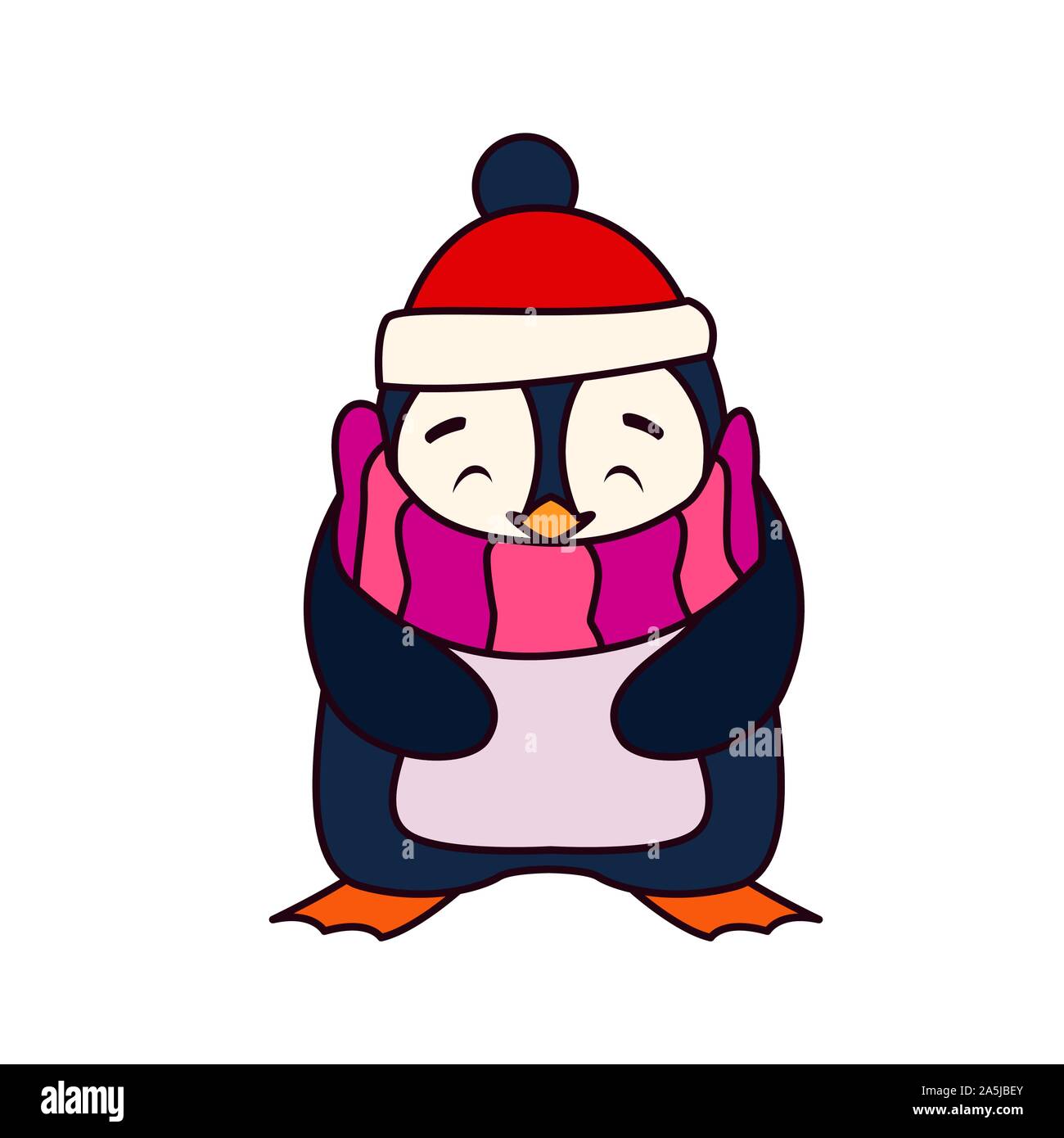 Pingouin avec bonnet et écharpe avec fond blanc vector illustration design  Image Vectorielle Stock - Alamy