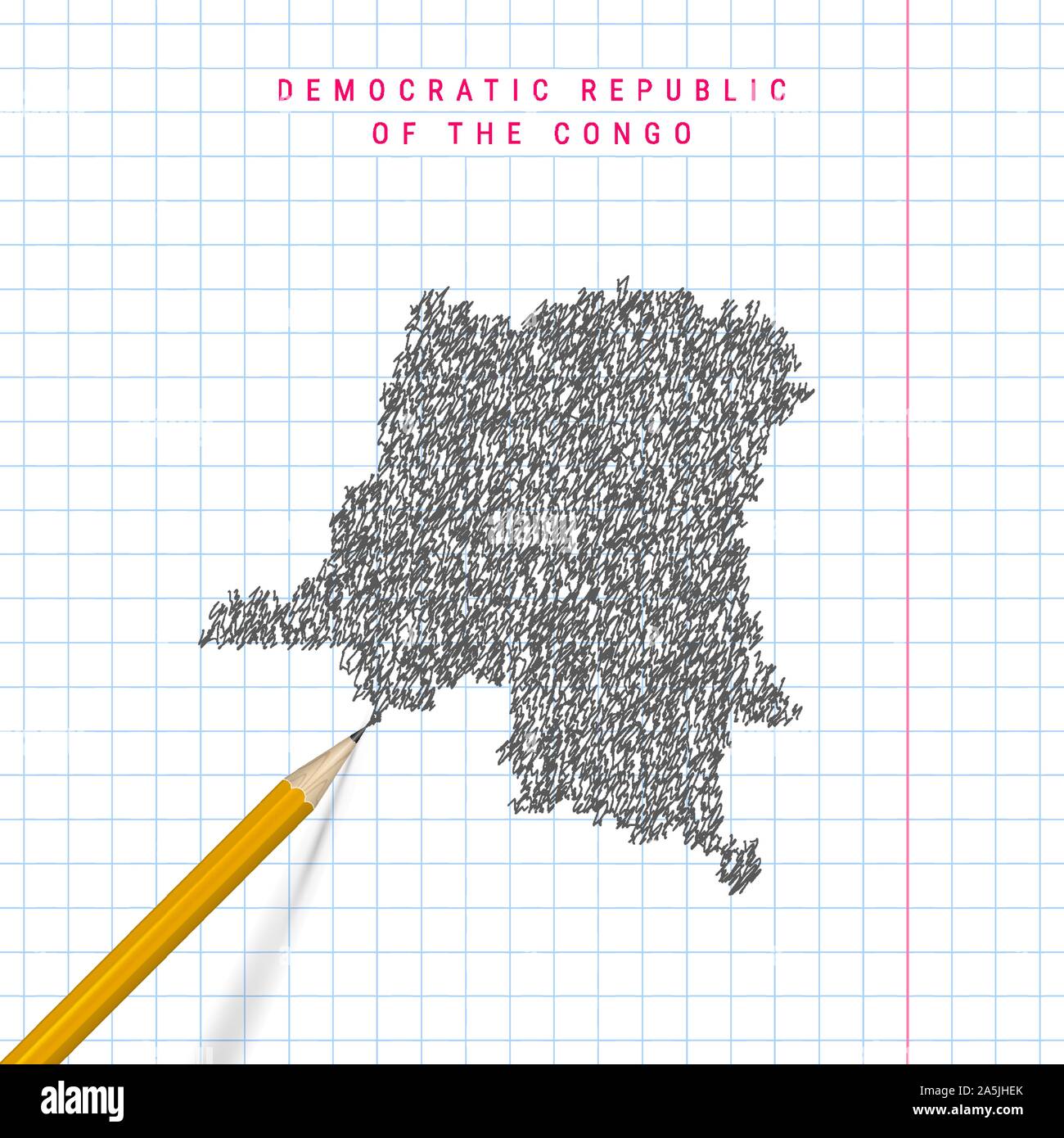 Croquis Rdc République démocratique du Congo carte gribouillis croquis dessiné sur ...