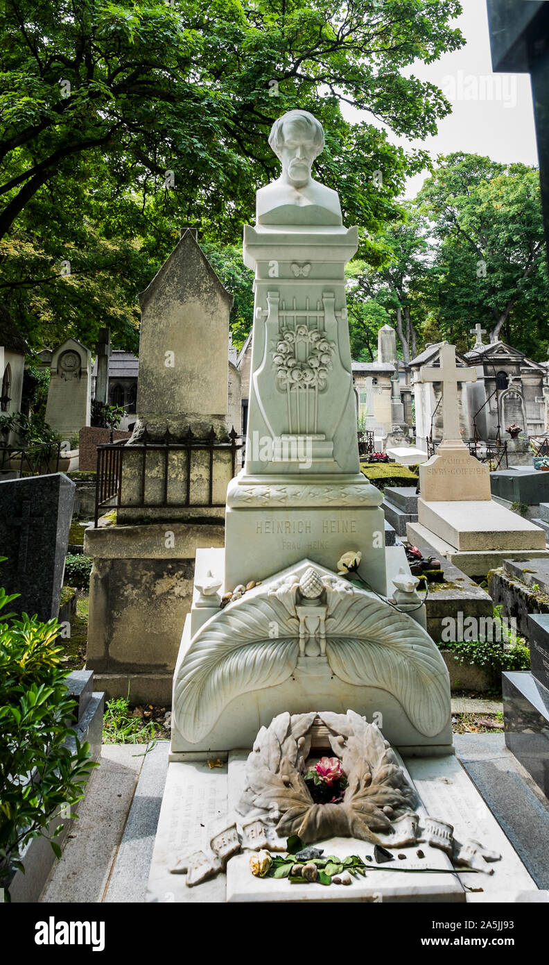 Tombe de poète allemand Heinrich Heine, cimetière de Montmartre Banque D'Images