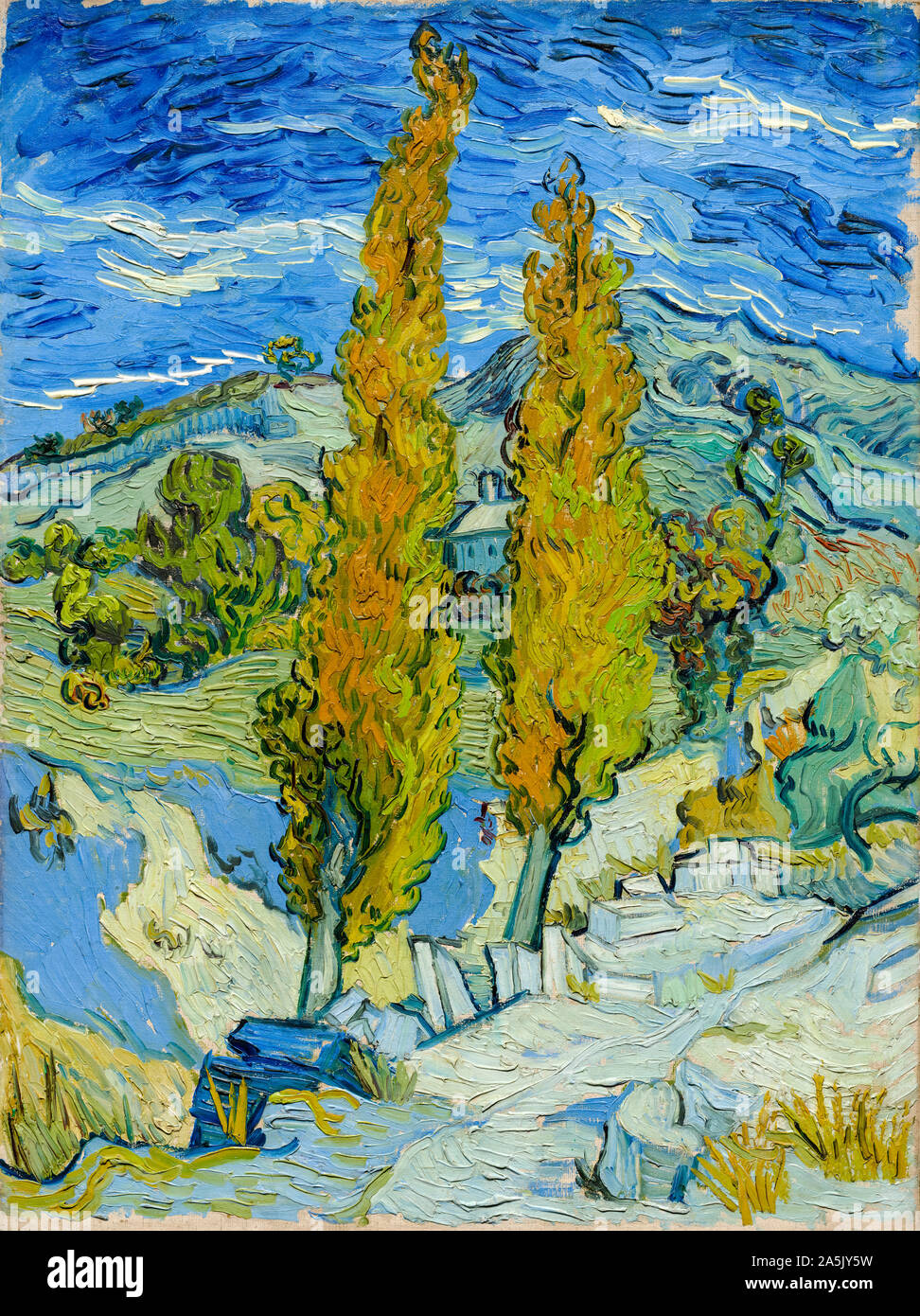 Vincent van Gogh, Les Peupliers à Saint-Rémy, la peinture de paysage, 1889 Banque D'Images