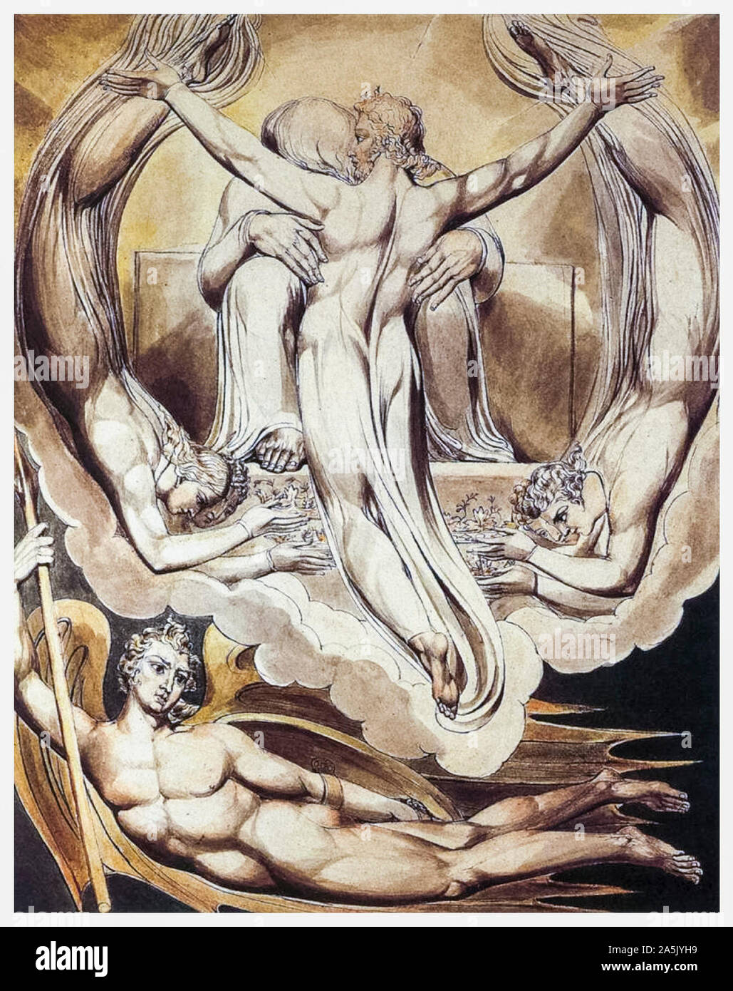 William Blake, Christ Rédempteur de l'homme, peinture aquarelle sur stylo et encre, illustration, 1808 Banque D'Images