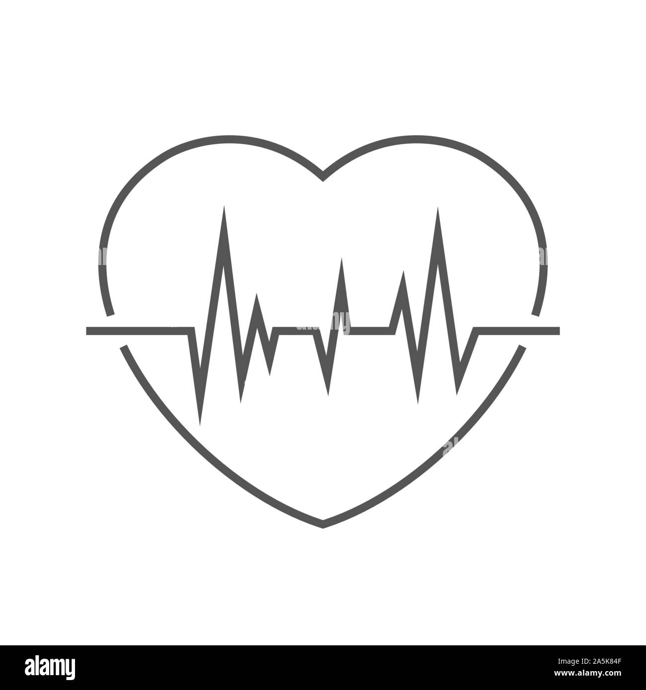 Image d'un coeur avec une impulsion. Icône vecteur linéaire. EPS 10 Illustration de Vecteur