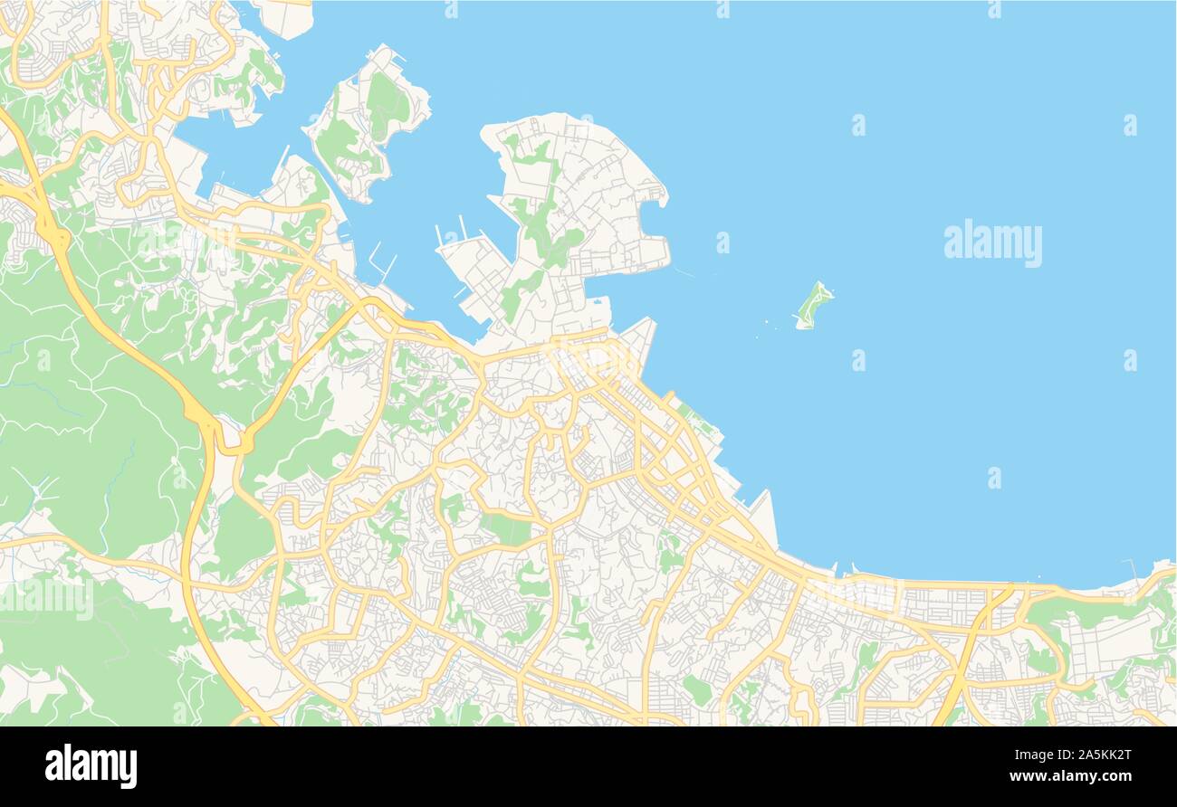 Version imprimable Plan de Yokosuka, préfecture de Kanagawa, Japon. Modèle de carte pour un usage en entreprise. Illustration de Vecteur